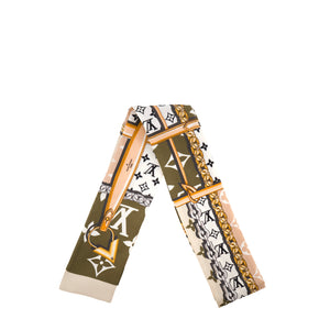 LOUIS VUITTON - Bandeau Monogram Confidential Louis Vuitton en soie kaki et beige