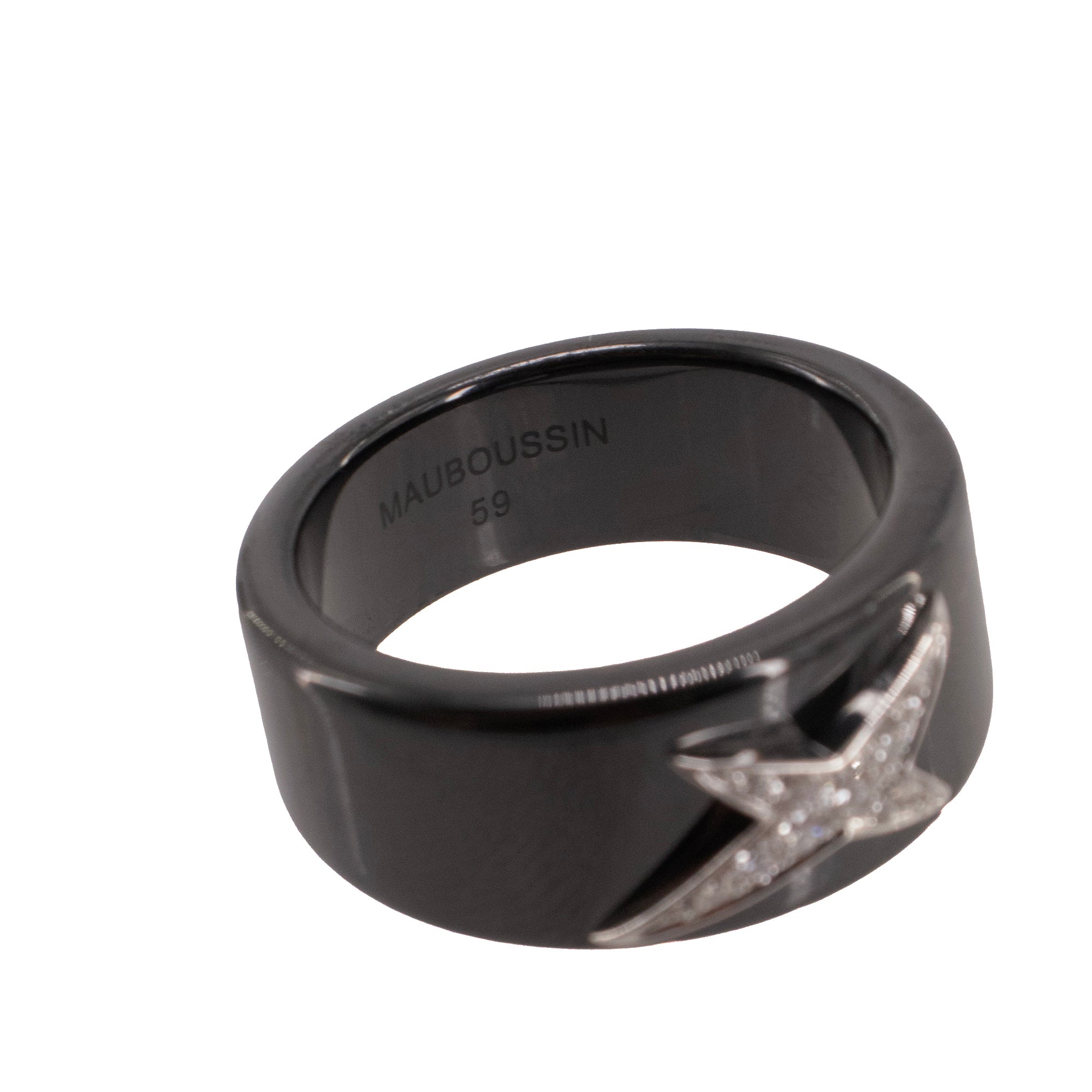 MAUBOUSSIN - Bague Étoile Du Démon Mauboussin en or blanc et céramique noire (T59)