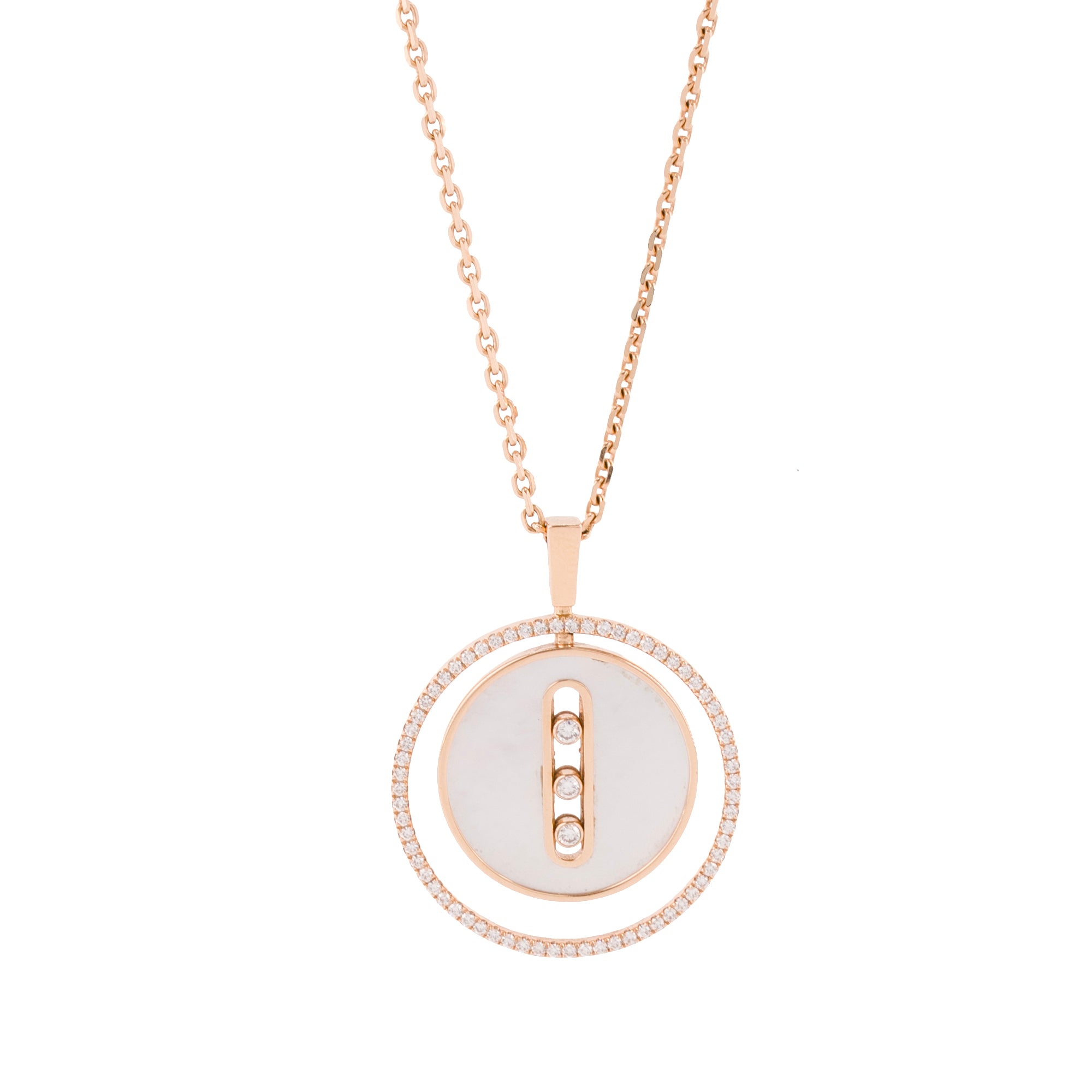 MESSIKA - Pendentif Lucky Move MM Messika en or rose et nacre blanche