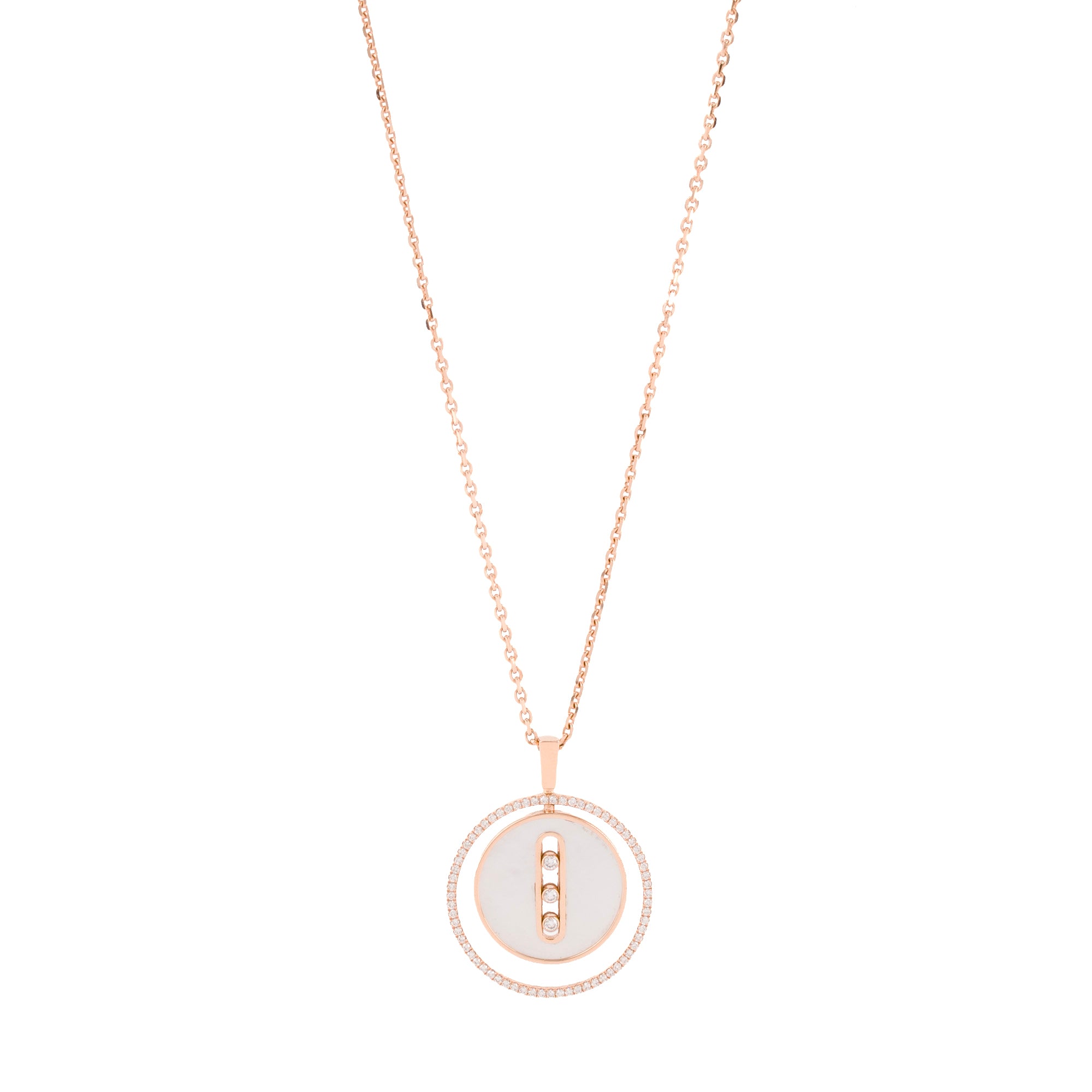 MESSIKA - Pendentif Lucky Move MM Messika en or rose et nacre blanche