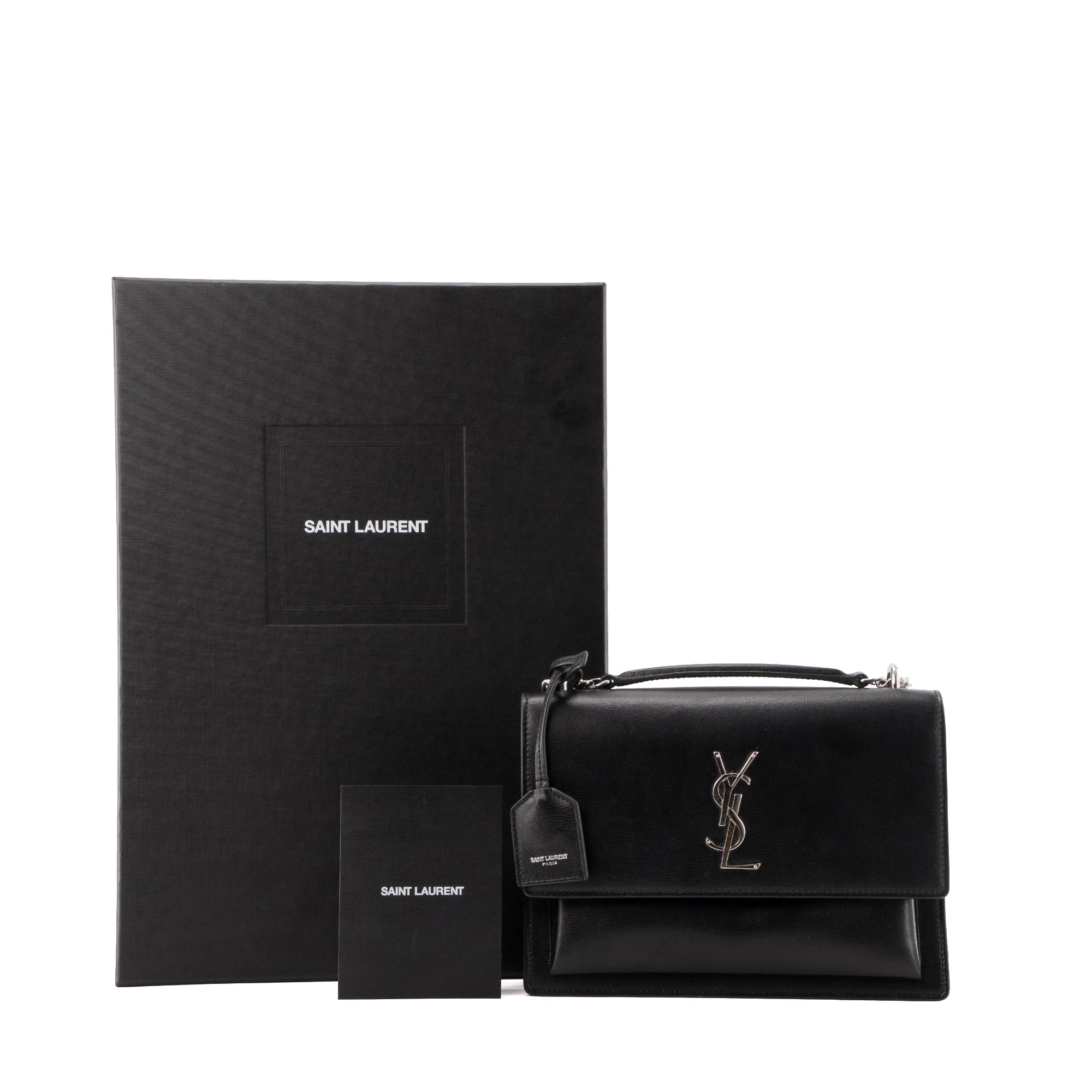 SAINT LAURENT - Sac à bandoulière Sunset medium Saint Laurent en cuir noir