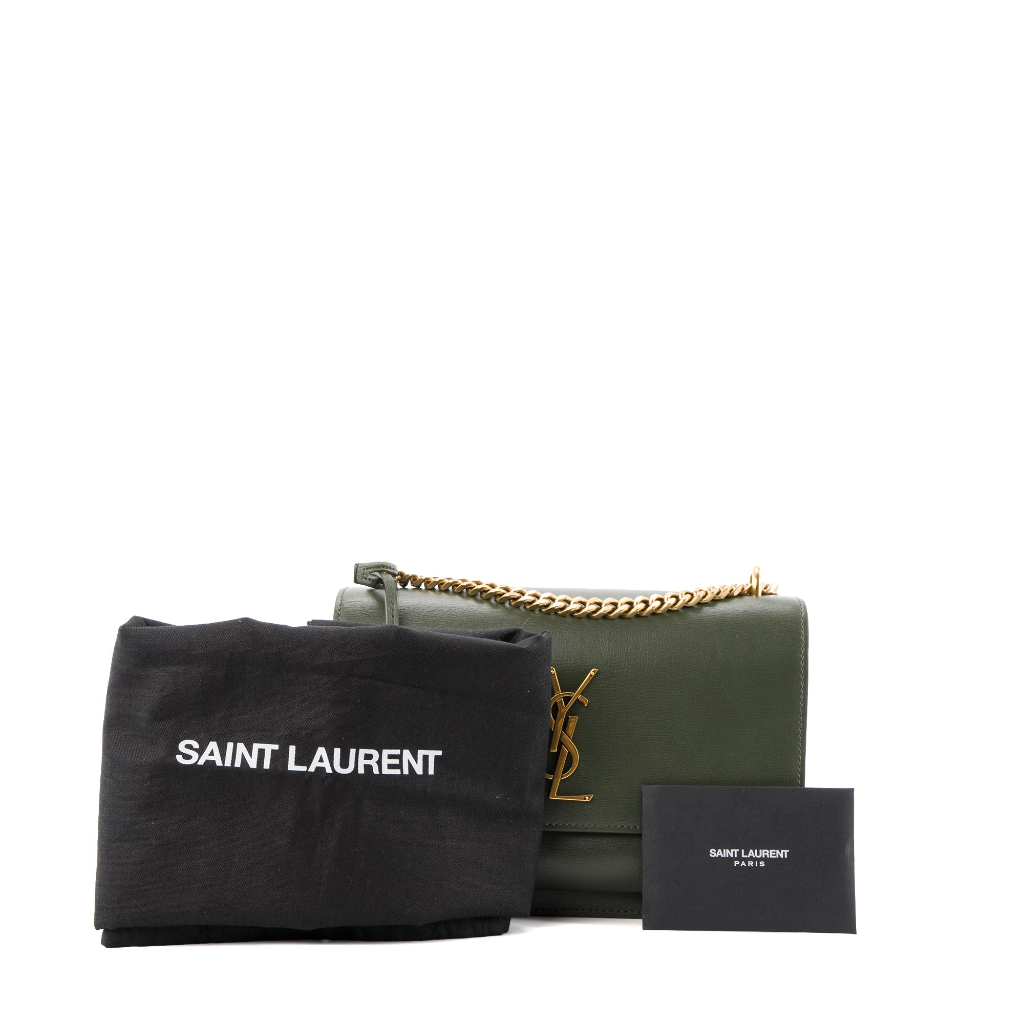 SAINT LAURENT - Sac à bandoulière Sunset medium Saint Laurent en cuir kaki