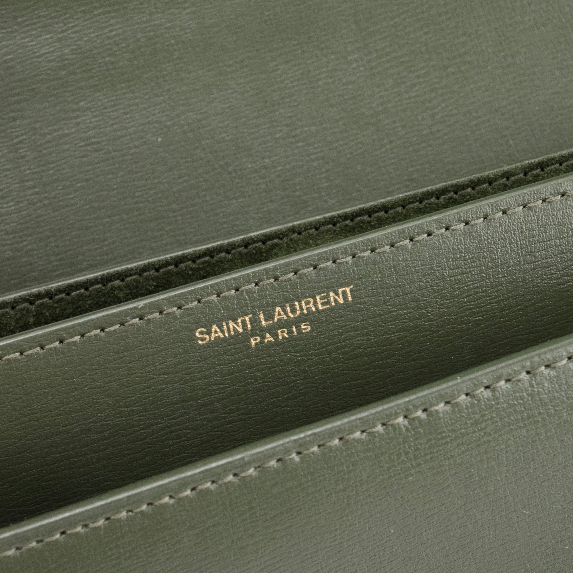 SAINT LAURENT - Sac à bandoulière Sunset medium Saint Laurent en cuir kaki