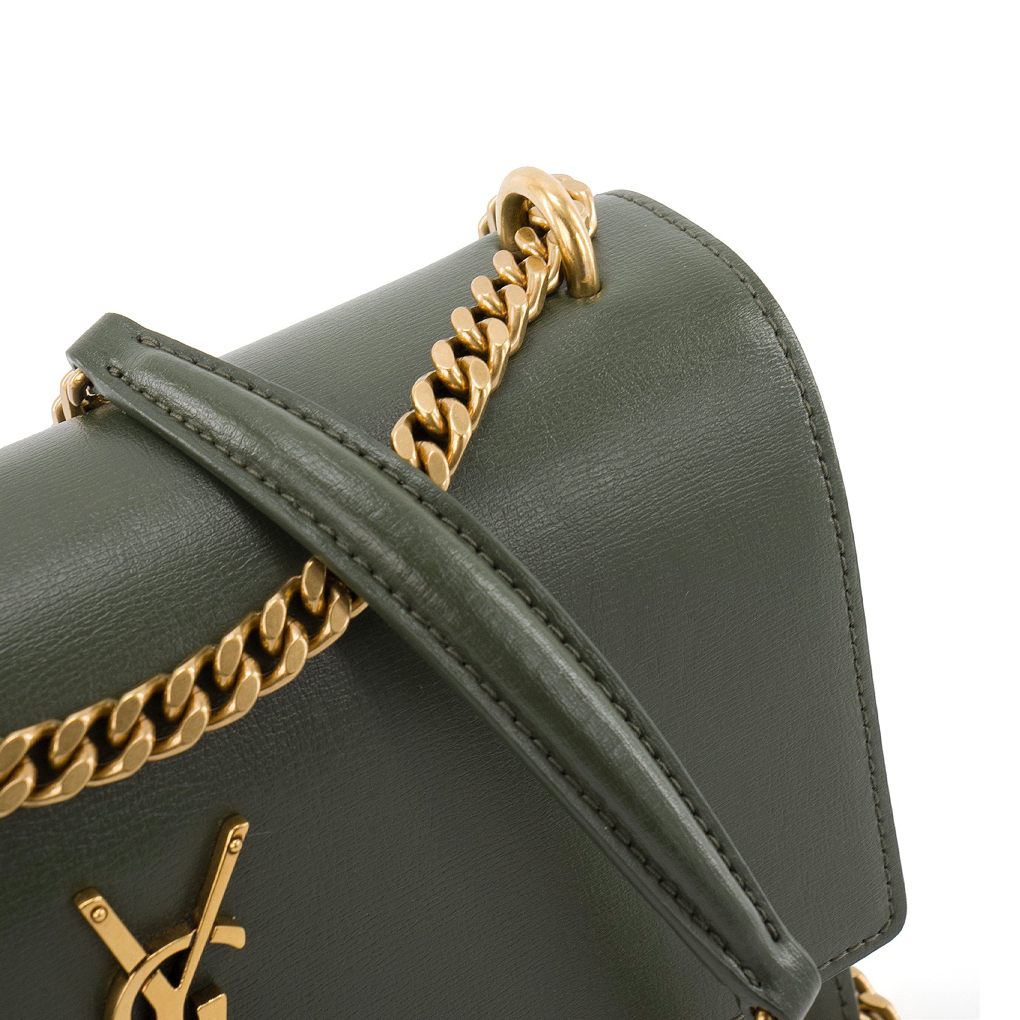 SAINT LAURENT - Sac à bandoulière Sunset medium Saint Laurent en cuir kaki