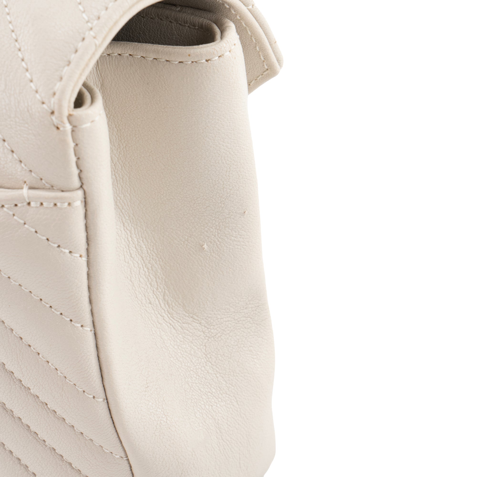 SAINT LAURENT - Sac à épaule Collège medium Saint Laurent en cuir lisse écru