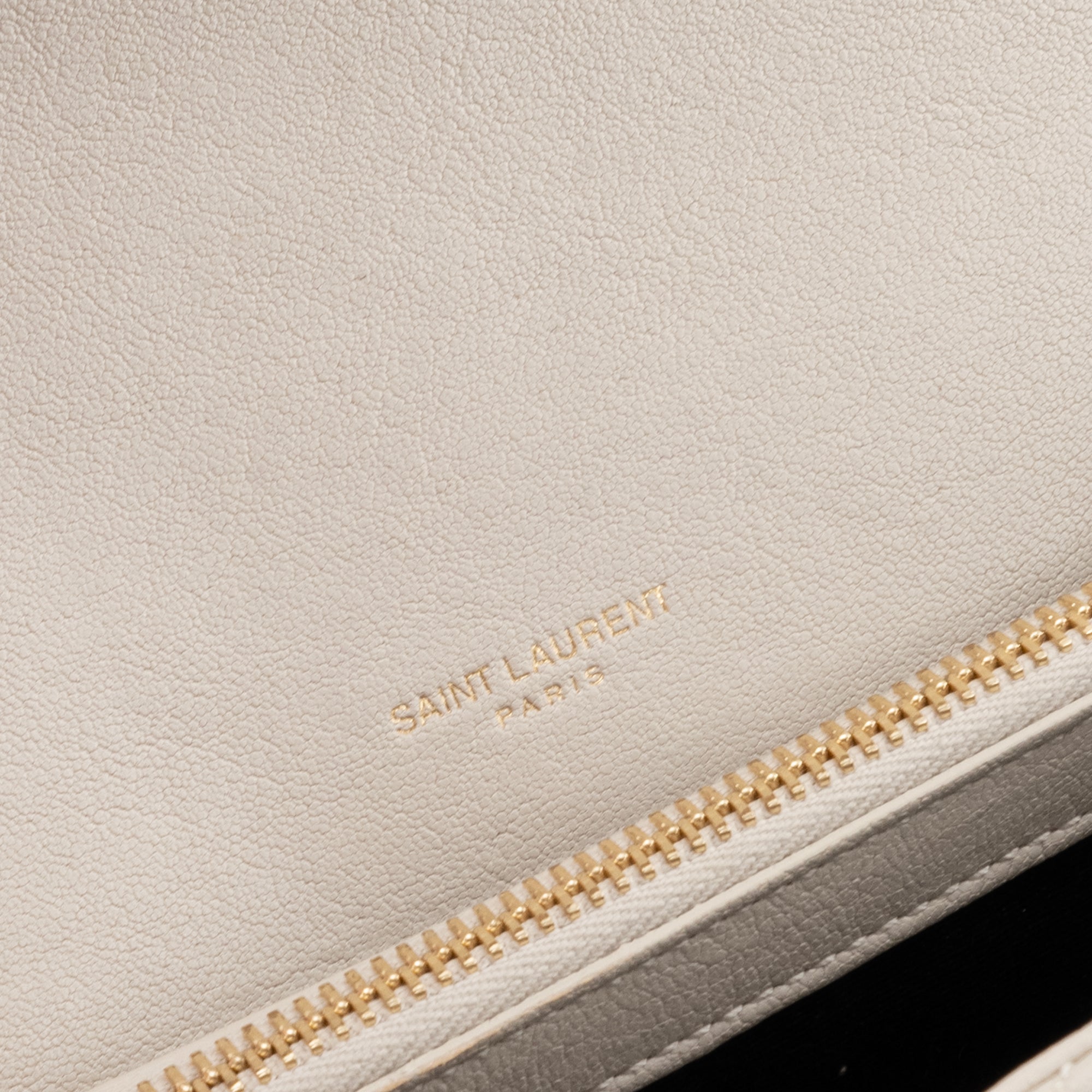 SAINT LAURENT - Sac à épaule Collège medium Saint Laurent en cuir lisse écru