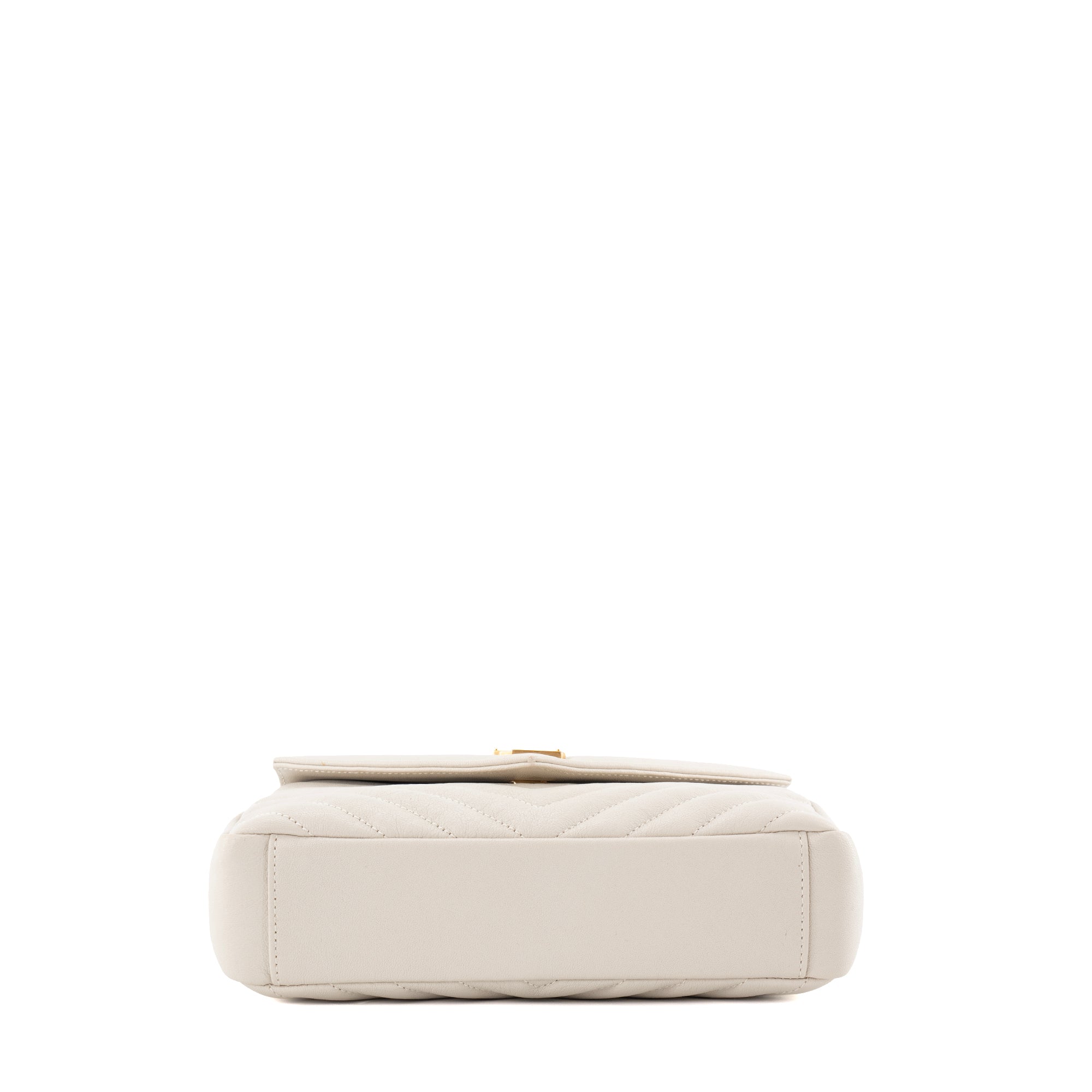 SAINT LAURENT - Sac à épaule Collège medium Saint Laurent en cuir lisse écru