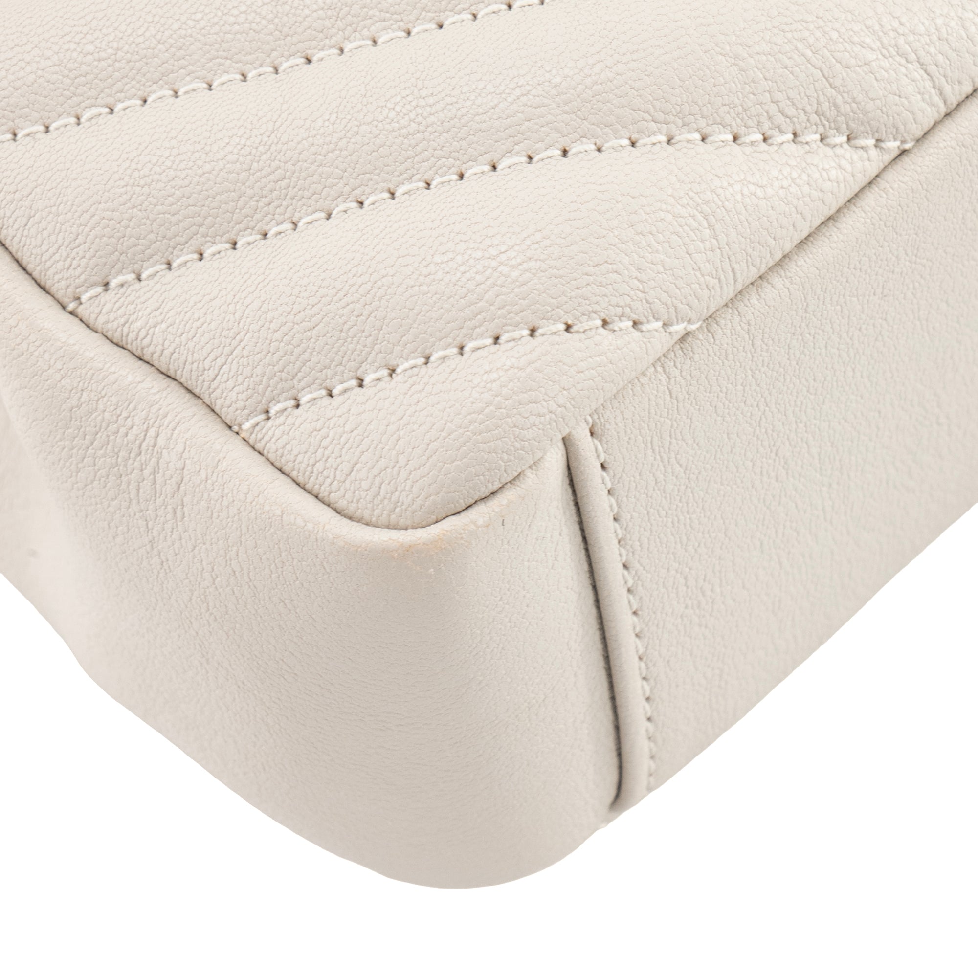 SAINT LAURENT - Sac à épaule Collège medium Saint Laurent en cuir lisse écru