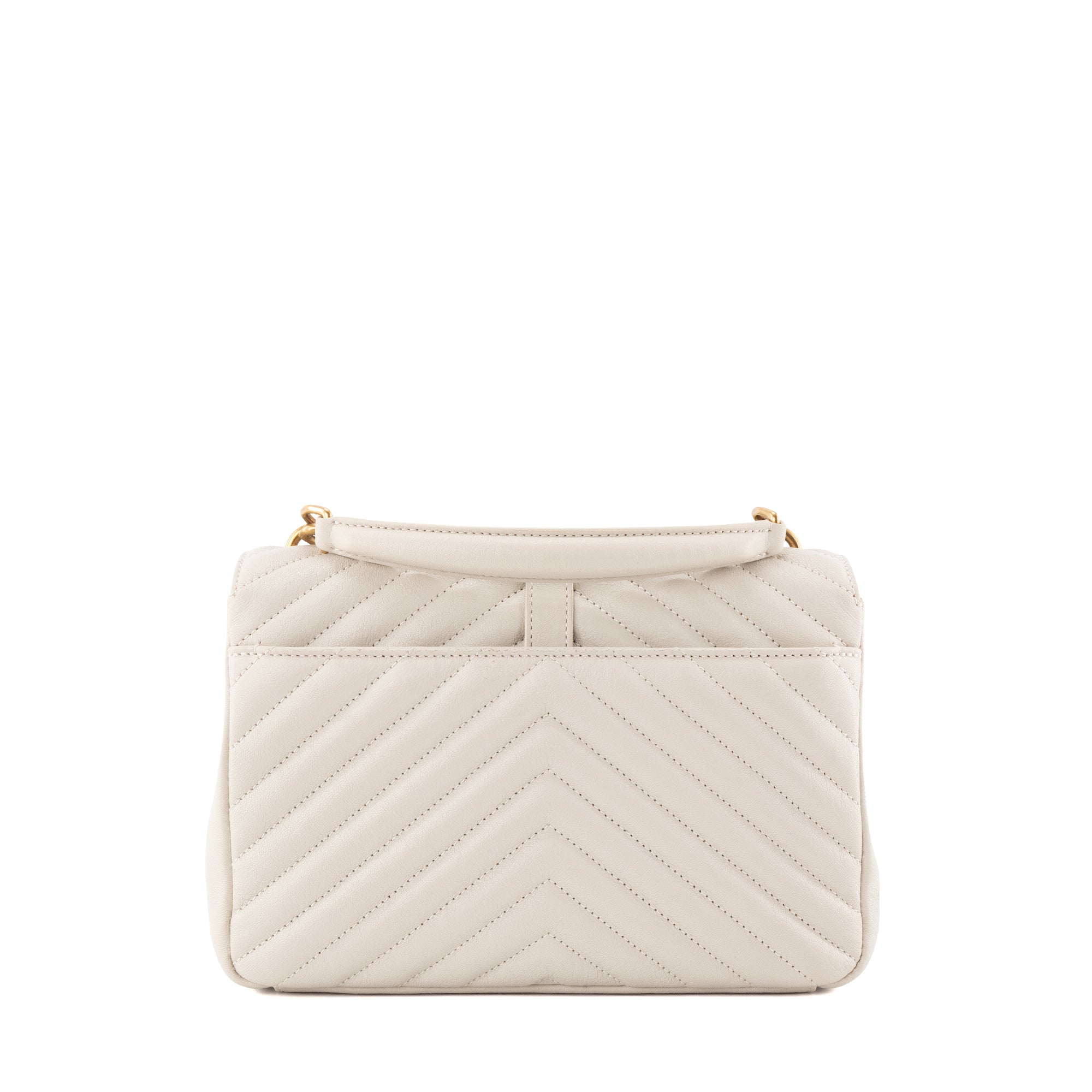 SAINT LAURENT - Sac à épaule Collège medium Saint Laurent en cuir lisse écru