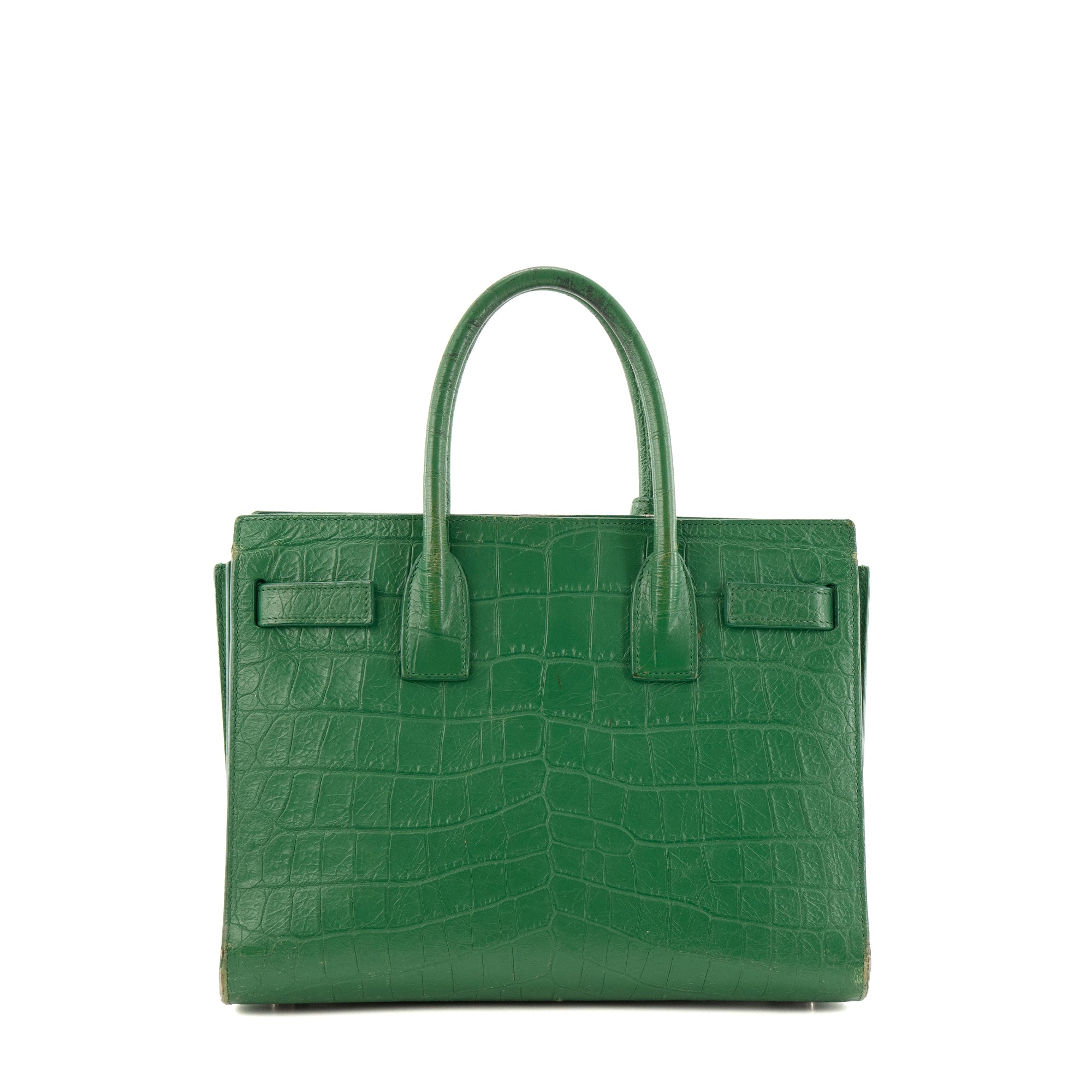 SAINT LAURENT - Sac de Jour baby Saint Laurent en cuir embossé croco vert