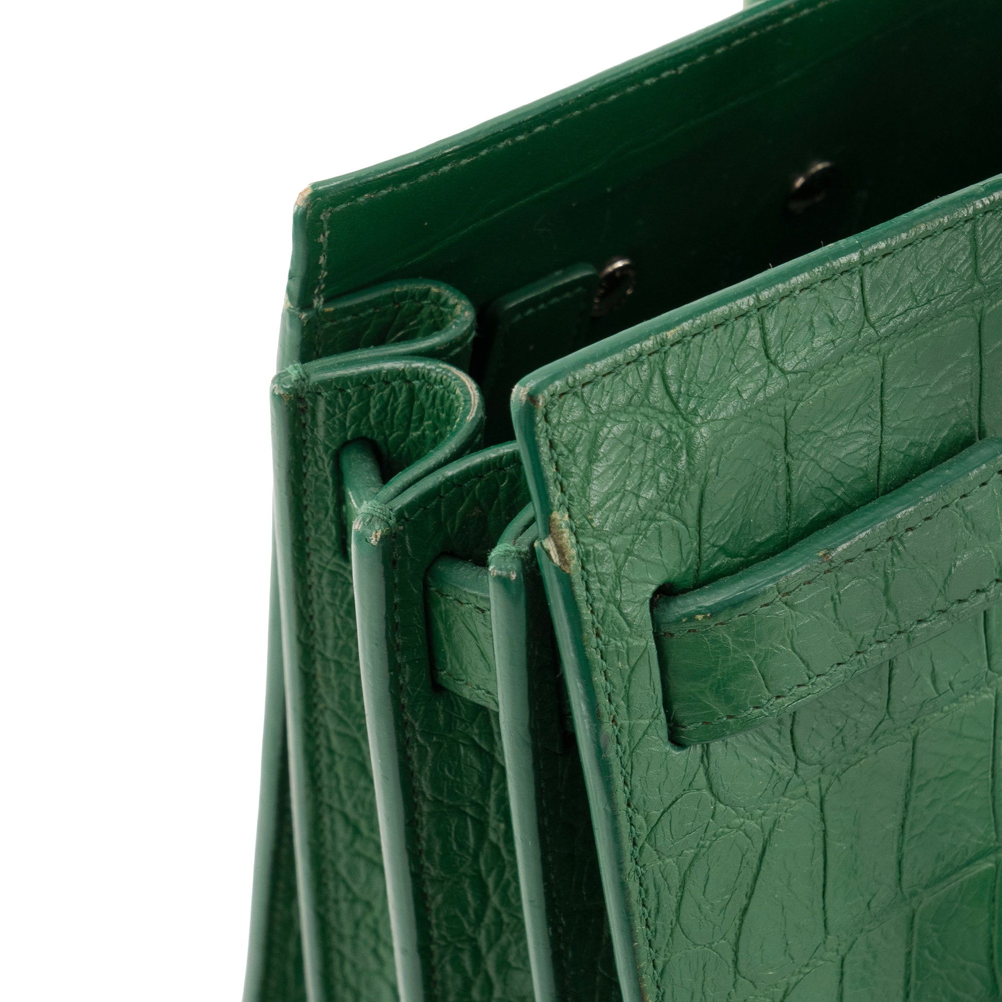 SAINT LAURENT - Sac de Jour baby Saint Laurent en cuir embossé croco vert