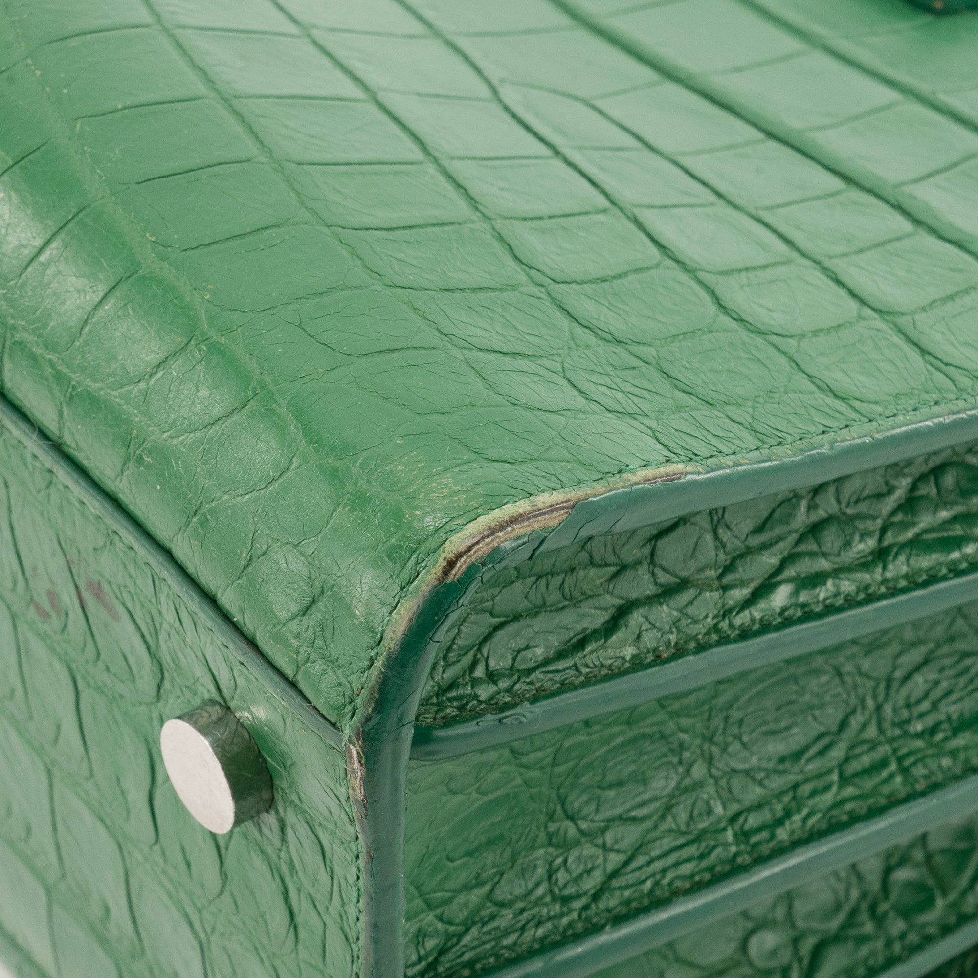 SAINT LAURENT - Sac de Jour baby Saint Laurent en cuir embossé croco vert