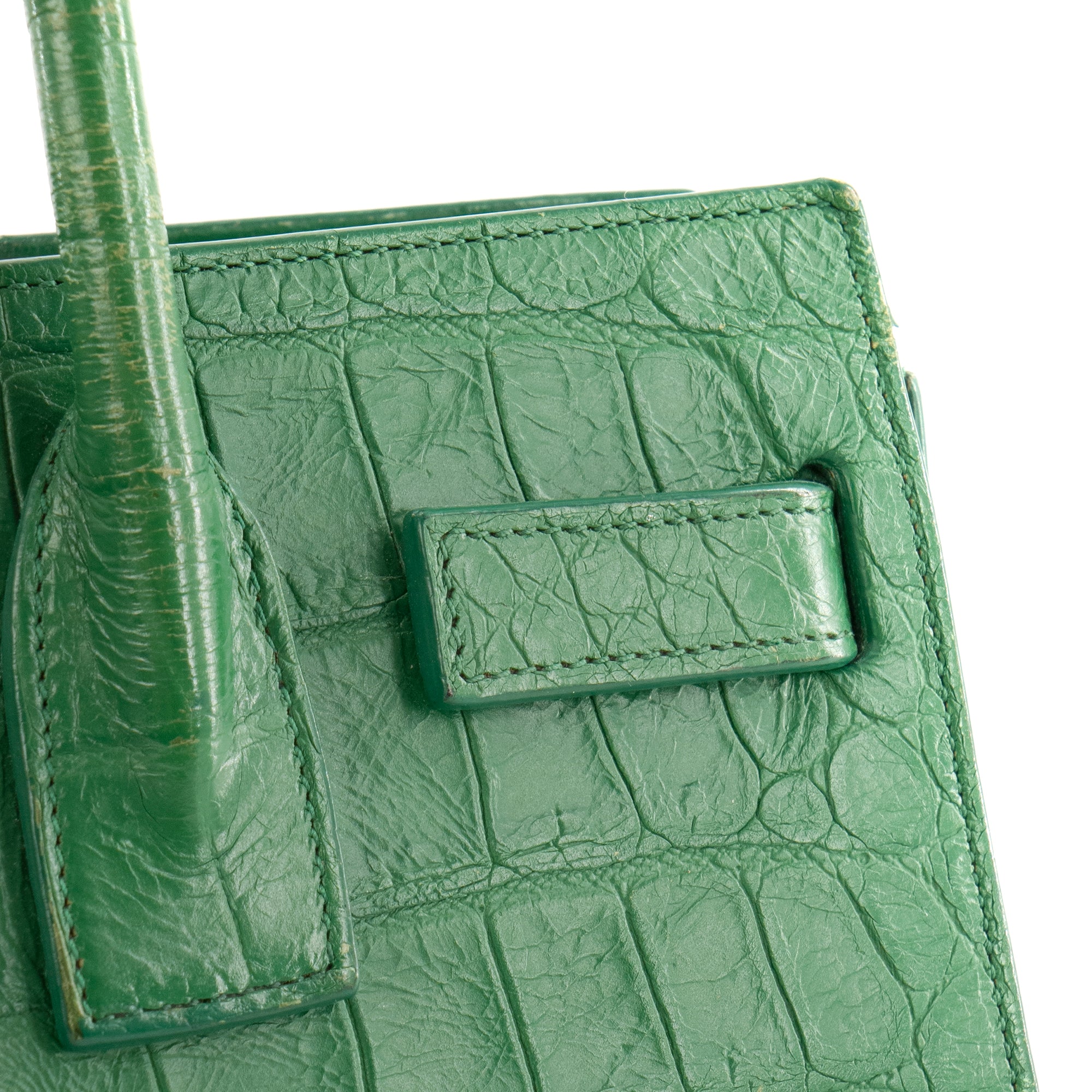 SAINT LAURENT - Sac de Jour baby Saint Laurent en cuir embossé croco vert
