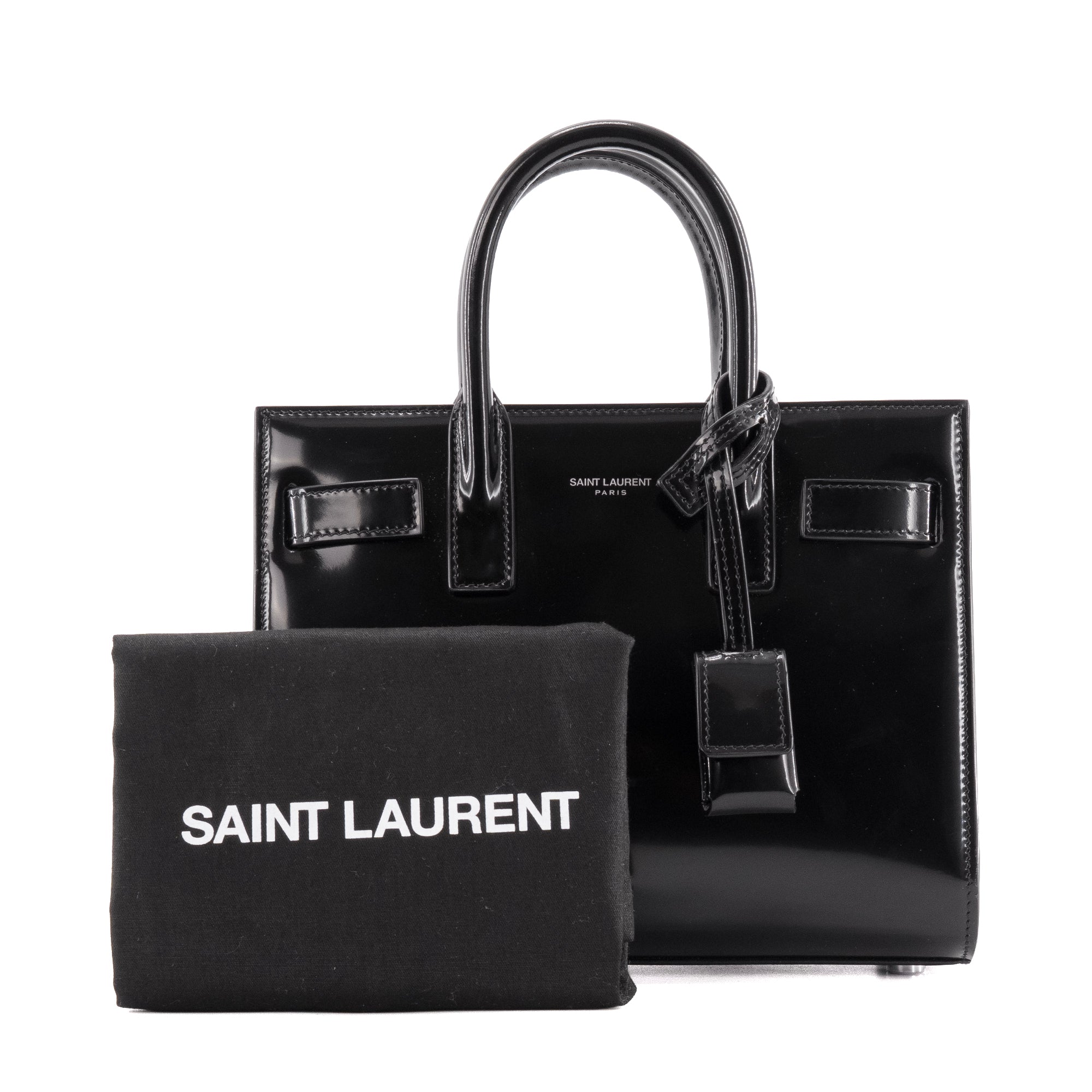 SAINT LAURENT - Sac de Jour nano Saint Laurent en cuir glacé noir