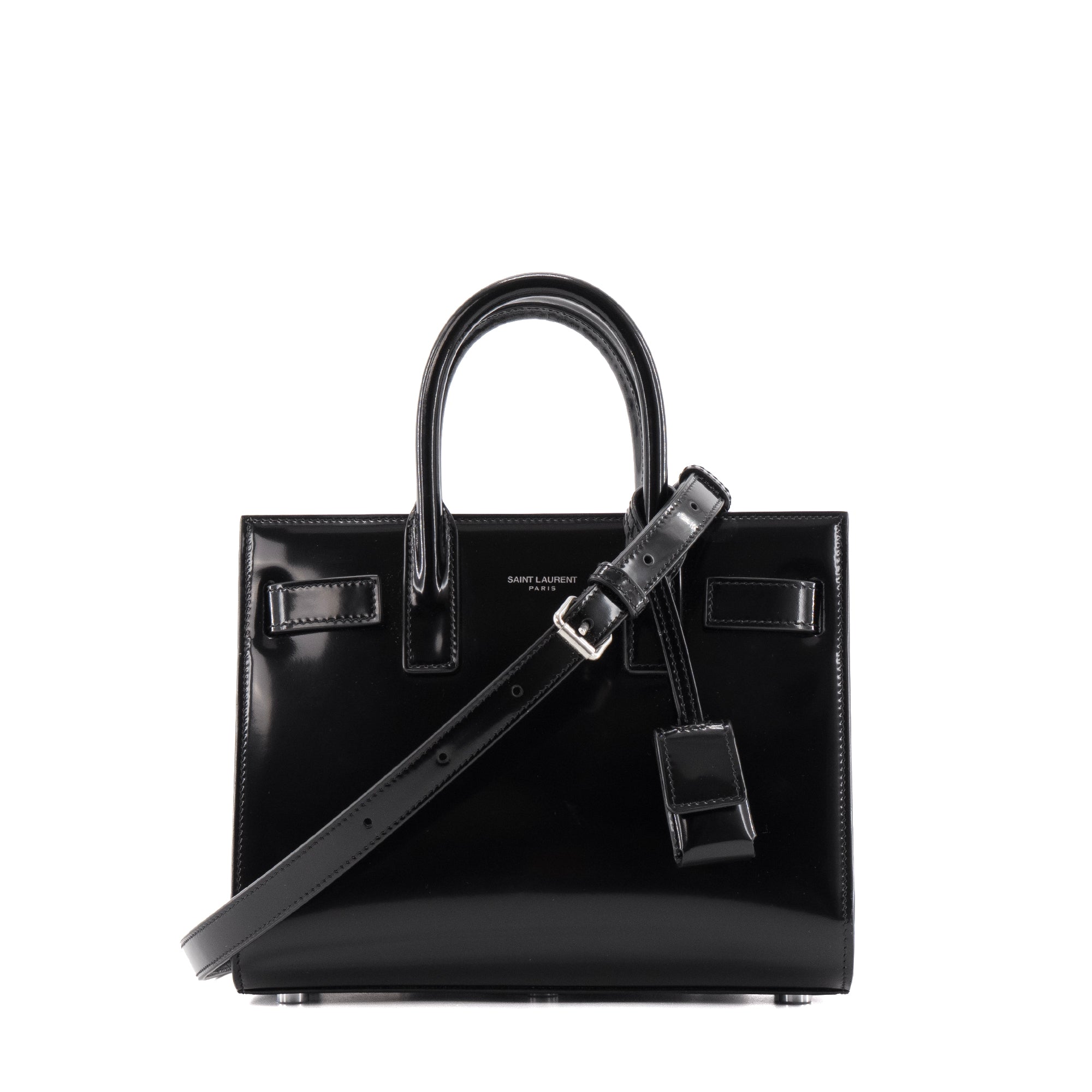 SAINT LAURENT - Sac de Jour nano Saint Laurent en cuir glacé noir