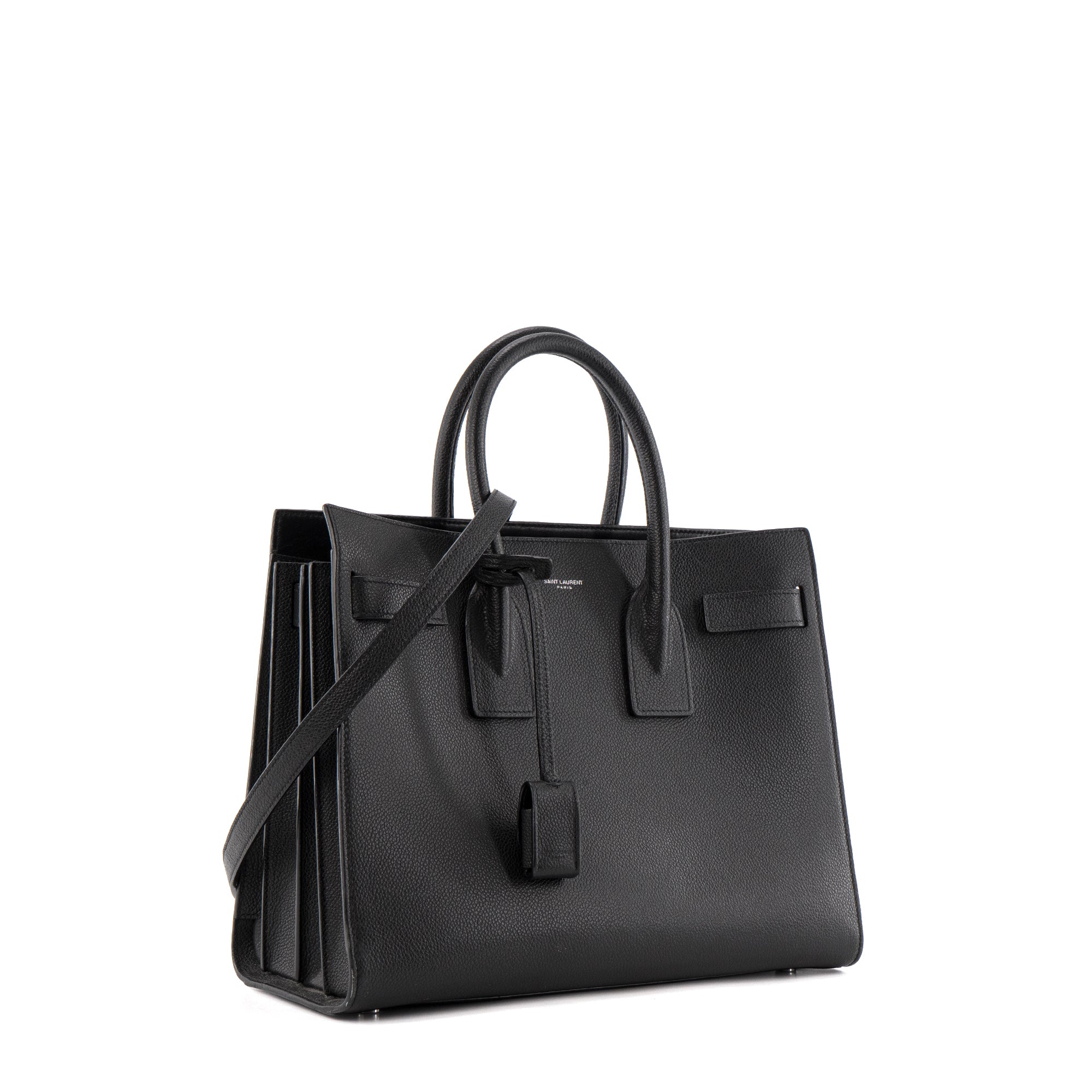 SAINT LAURENT - Sac de Jour Small Saint Laurent en cuir grainé noir