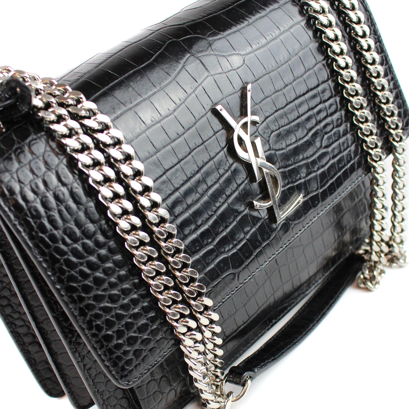 SAINT LAURENT - Sac Sunset medium embossé crocodile