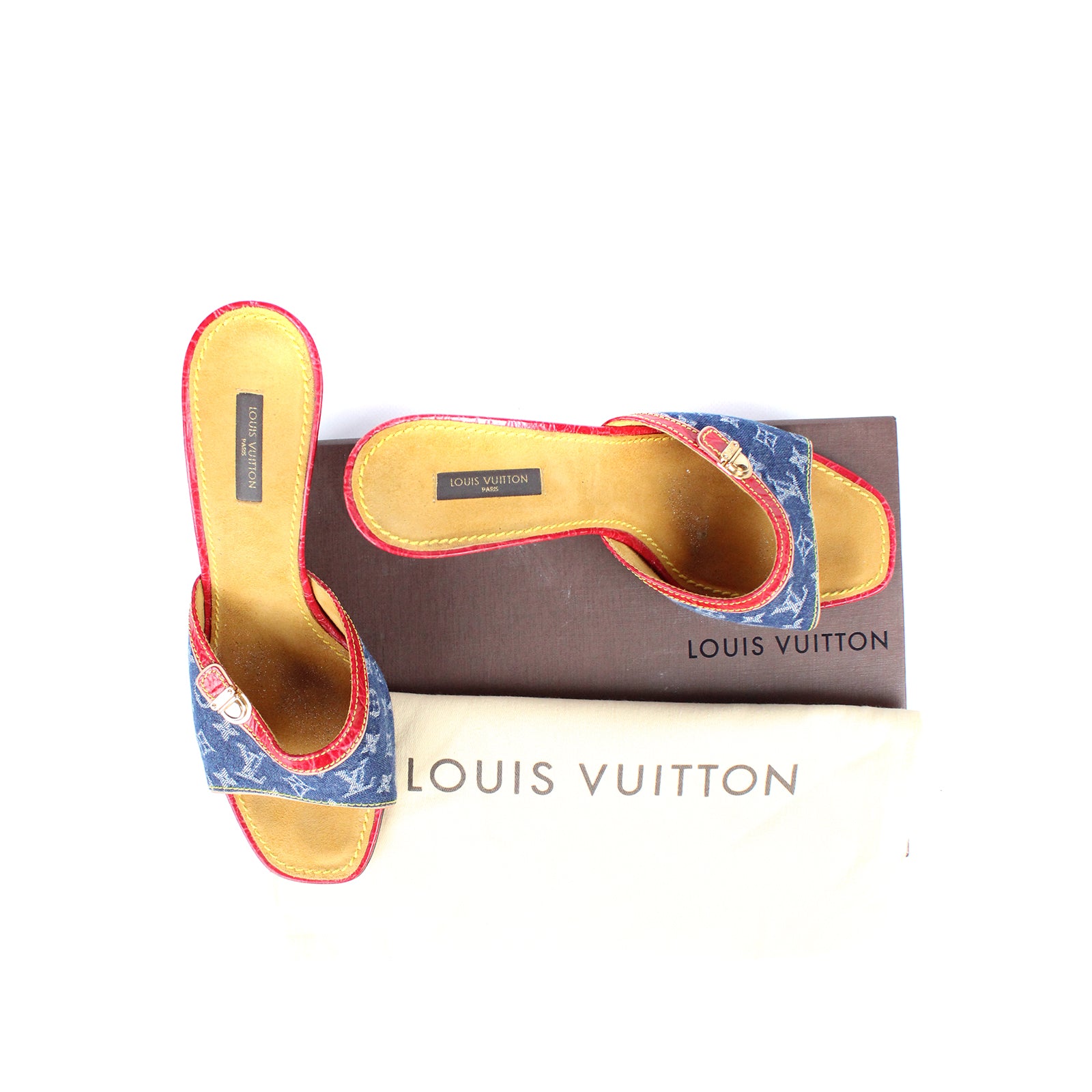 LOUIS VUITTON - Denim heeled sandals (T39.5)