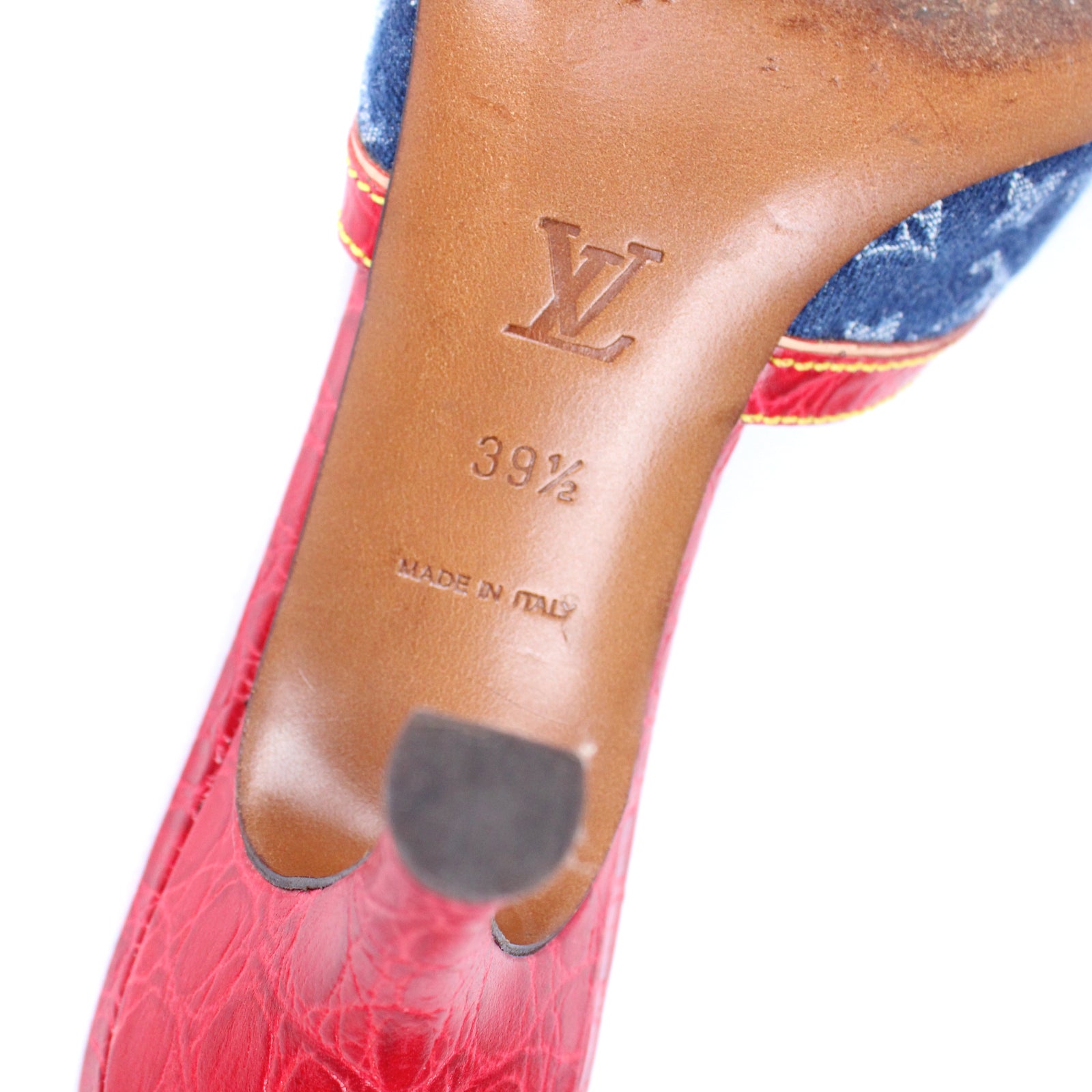 LOUIS VUITTON - Denim heeled sandals (T39.5)