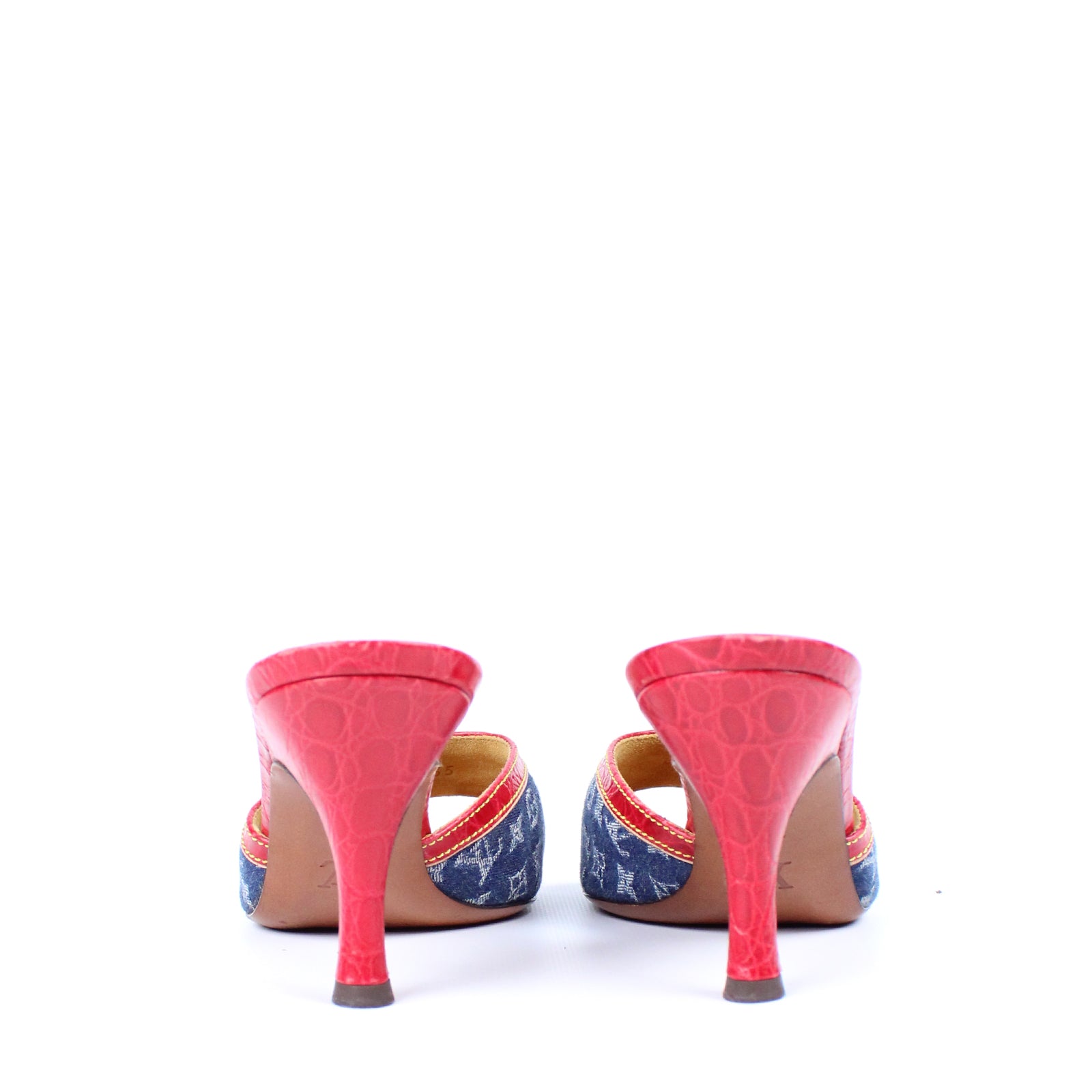LOUIS VUITTON - Denim heeled sandals (T39.5)