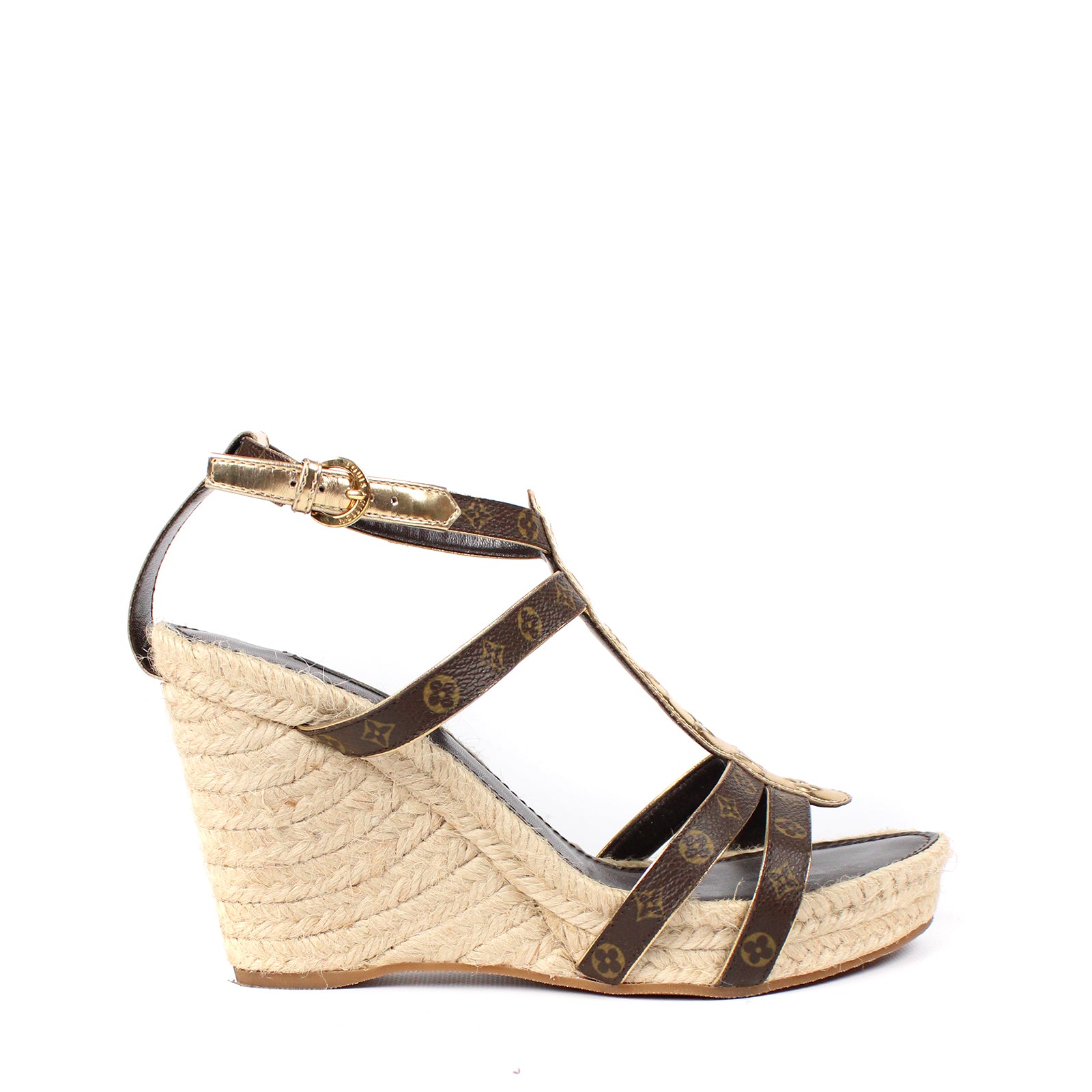 LOUIS VUITTON - Monogram wedge sandals (T39)