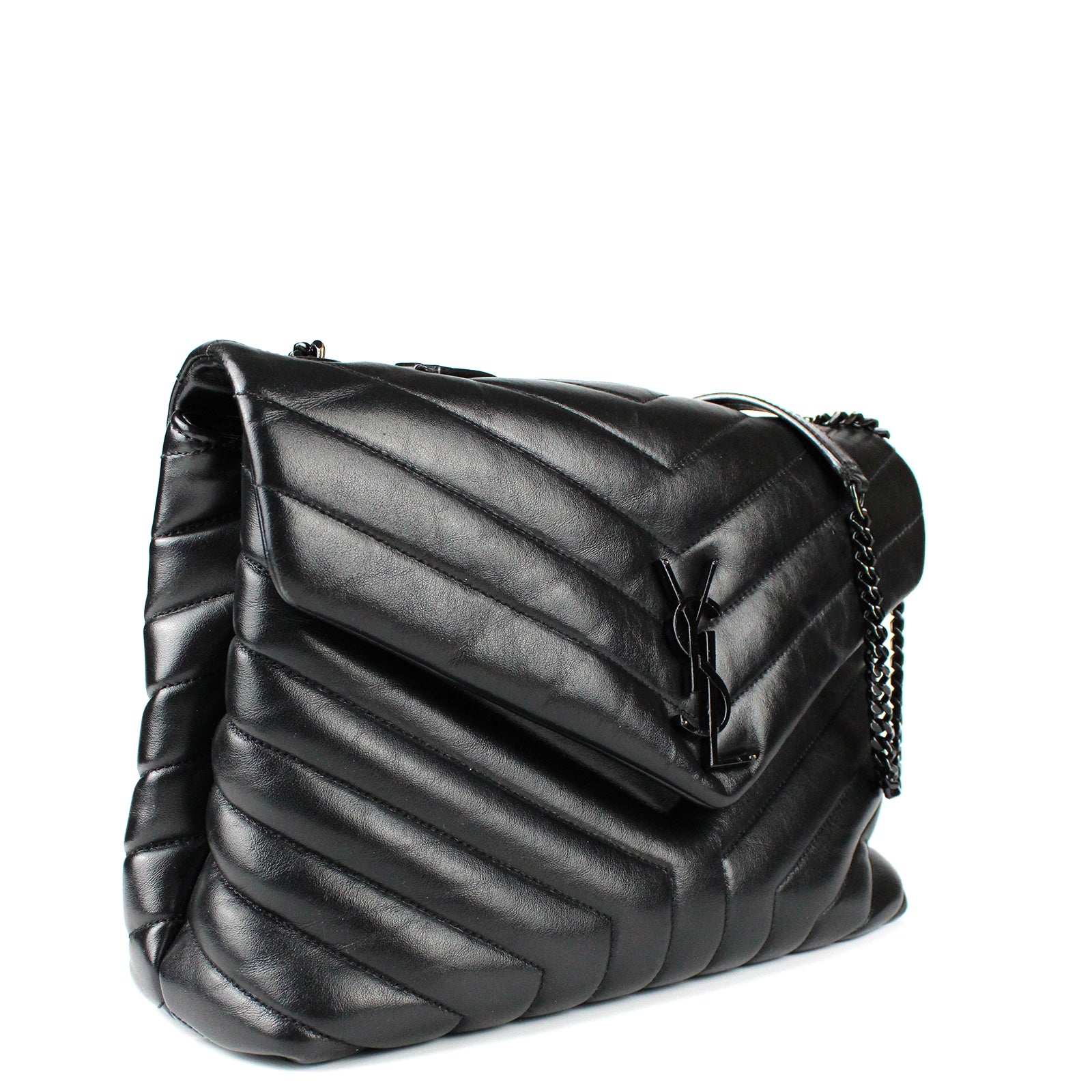 SAINT LAURENT - Loulou moyen en cuir matelassé full black