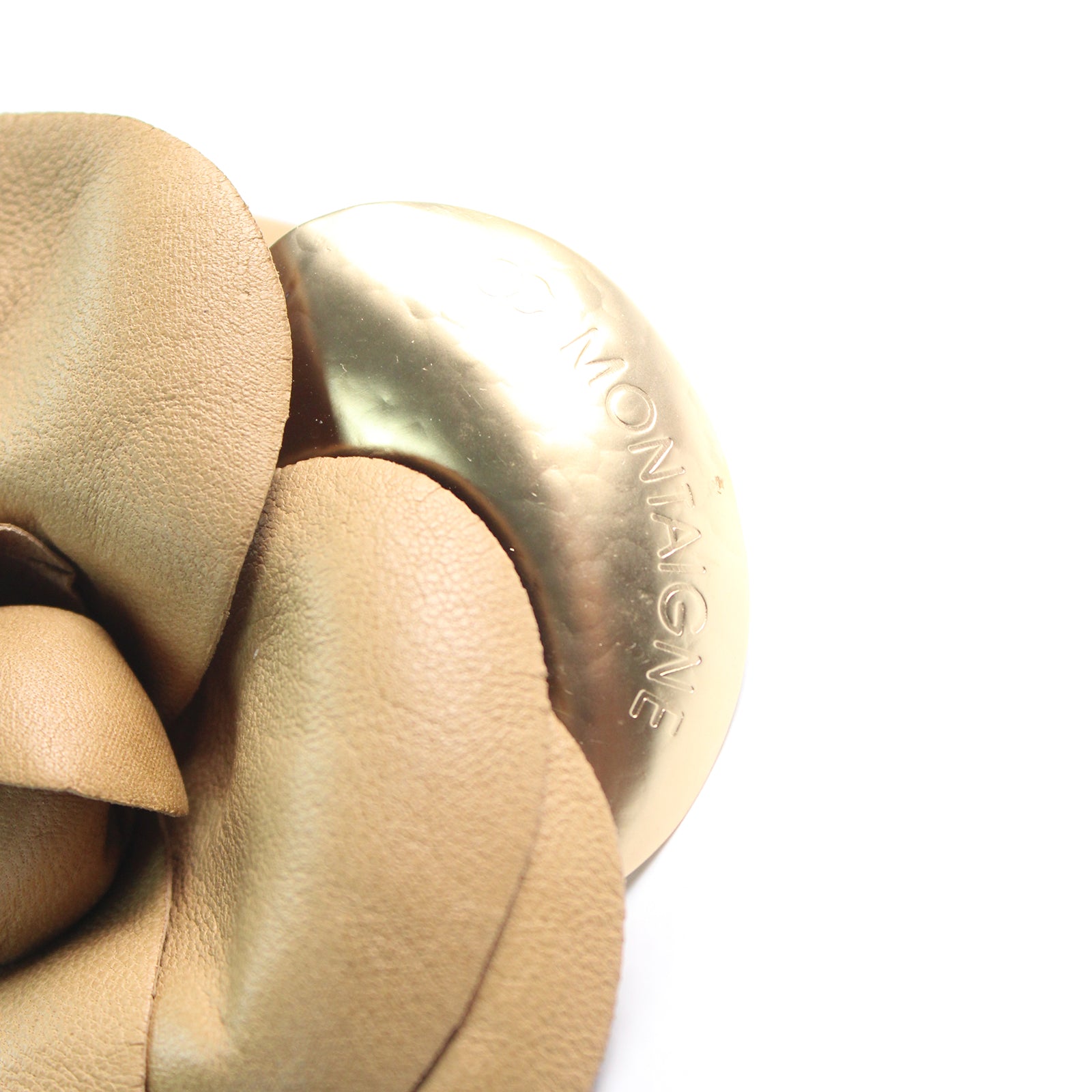 Brown Camellia Flower Brooch