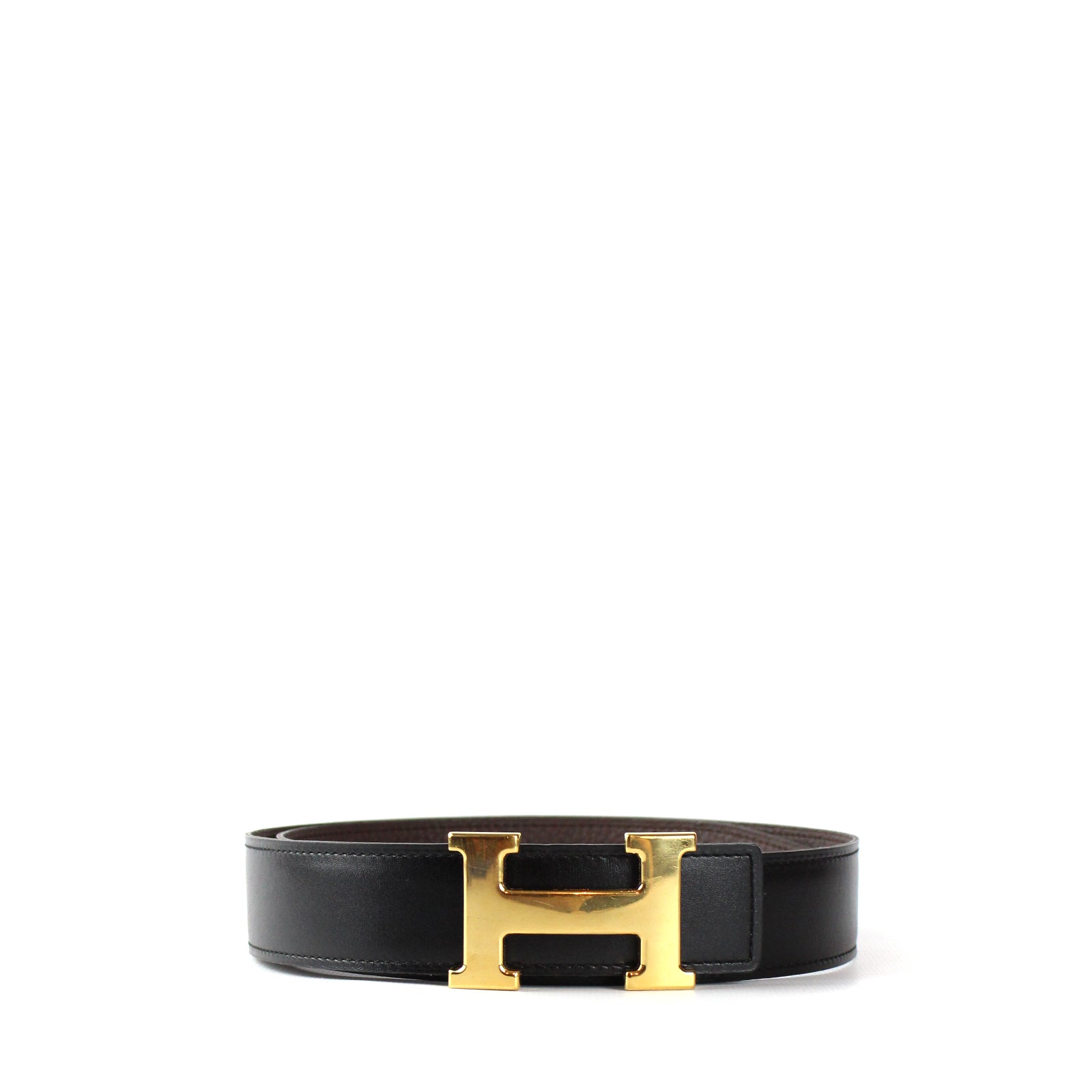 HERMÈS - Ceinture réversible avec boucle dorée (T75)