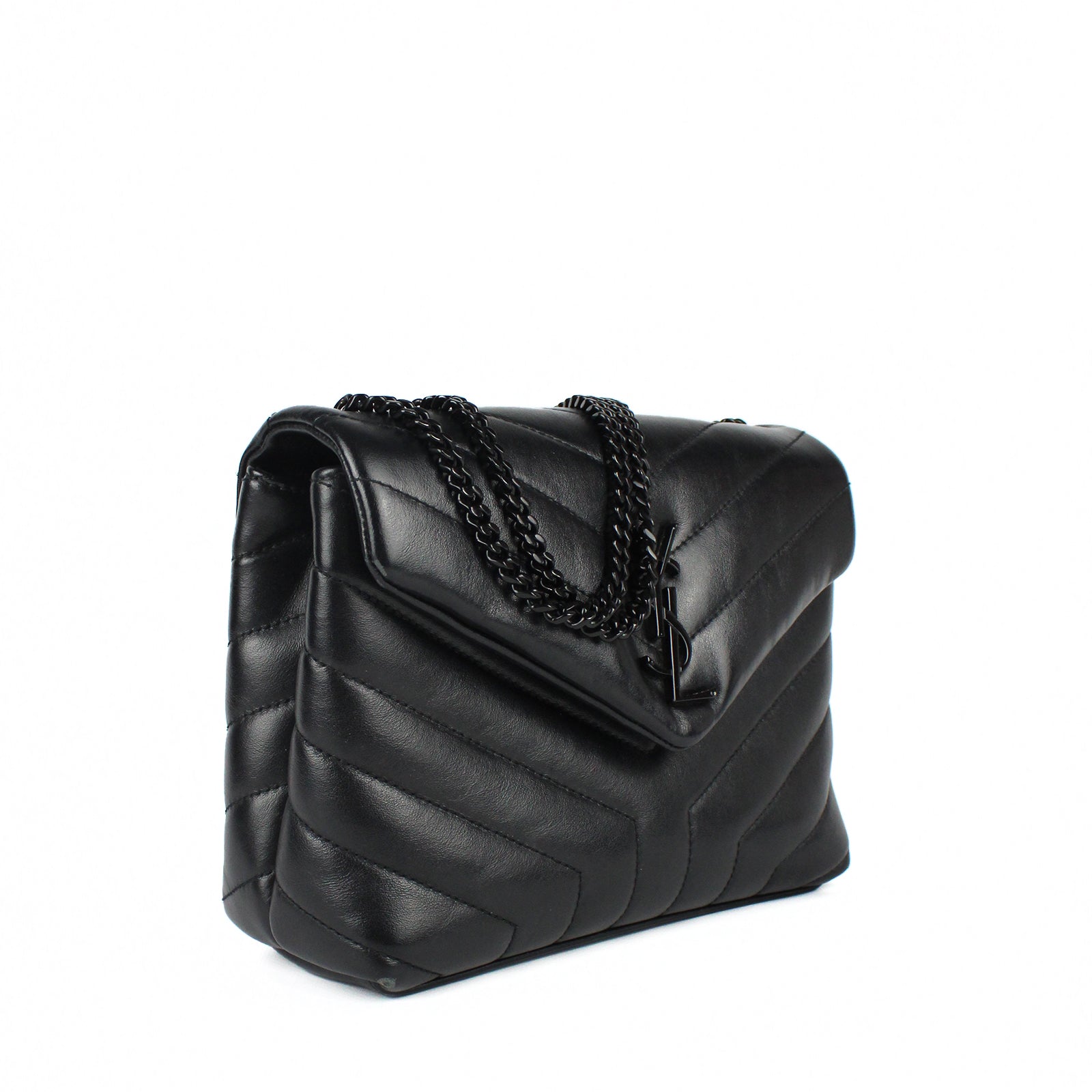 Loulou small en cuir matelassé full black