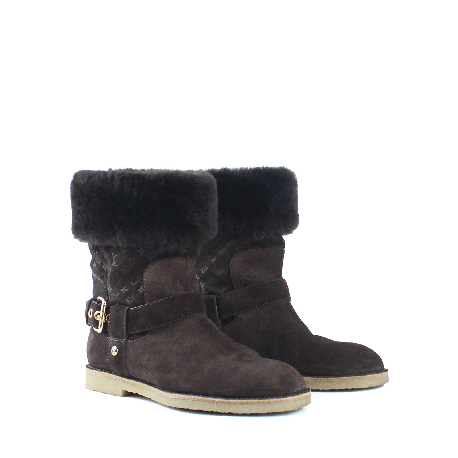 LOUIS VUITTON - Bottes fourrées en daim (T37,5)