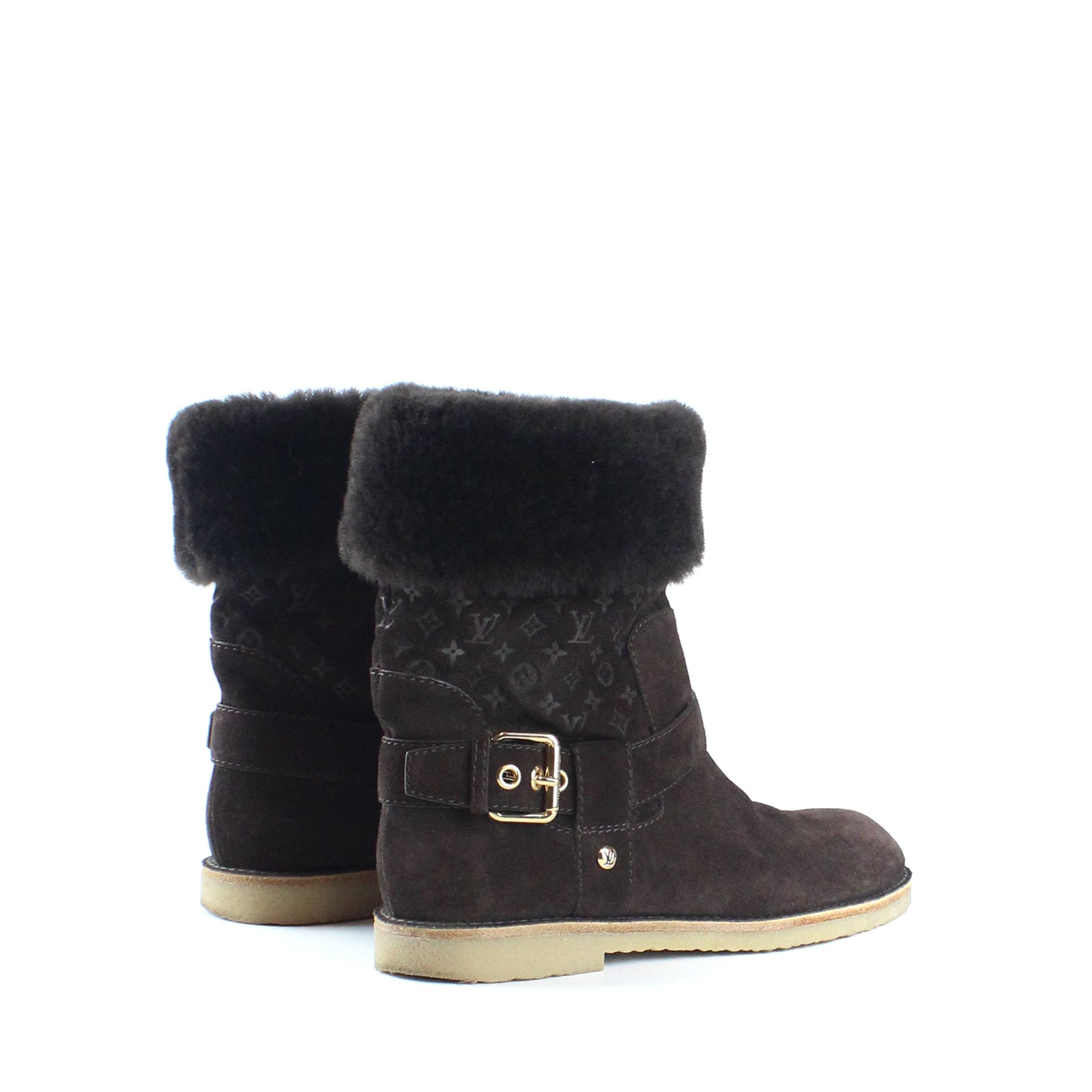 LOUIS VUITTON - Bottes fourrées en daim (T37,5)