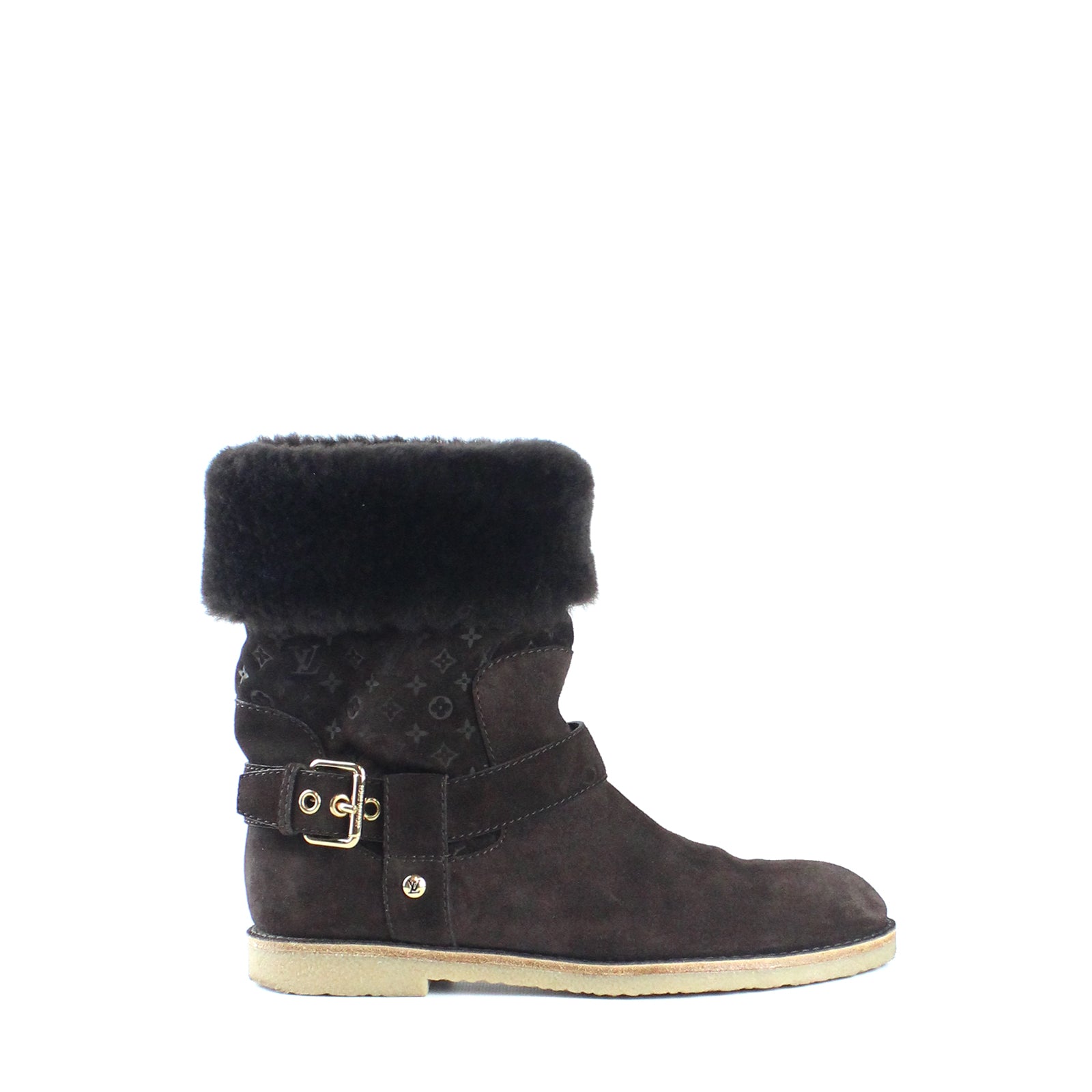 LOUIS VUITTON - Fur-lined suede boots (T37.5)