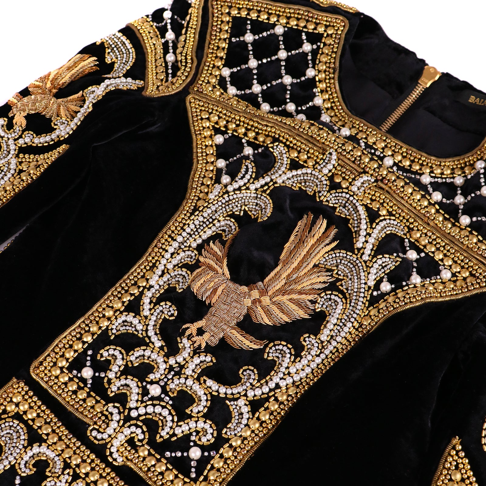 BALMAIN - Robe en viscose ornée de perles (T34)