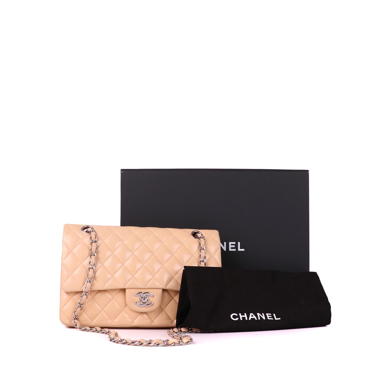 CHANEL - Sac Timeless medium en cuir beige