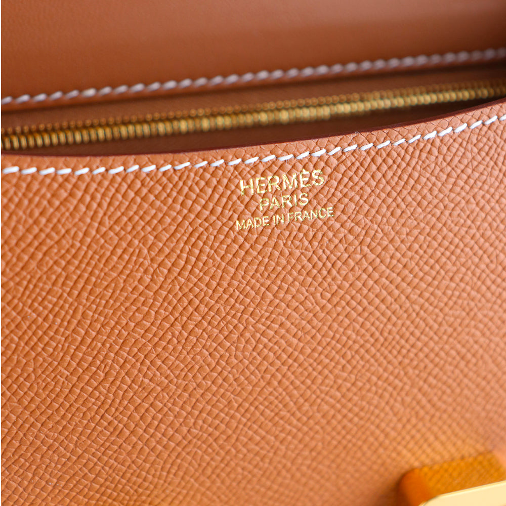 HERMÈS - Constance 24 shoulder bag in gold epsom leather