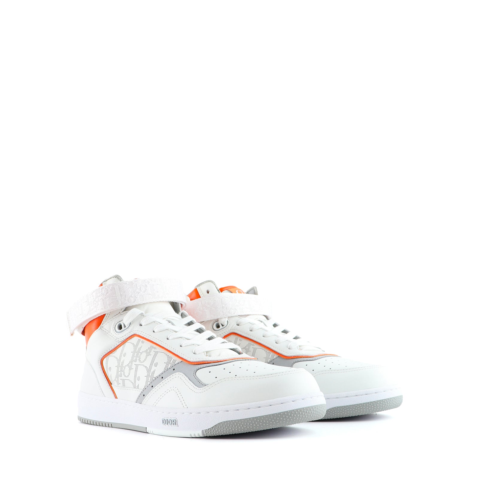 DIOR - B27 High sneakers in white and orange leather (T44)