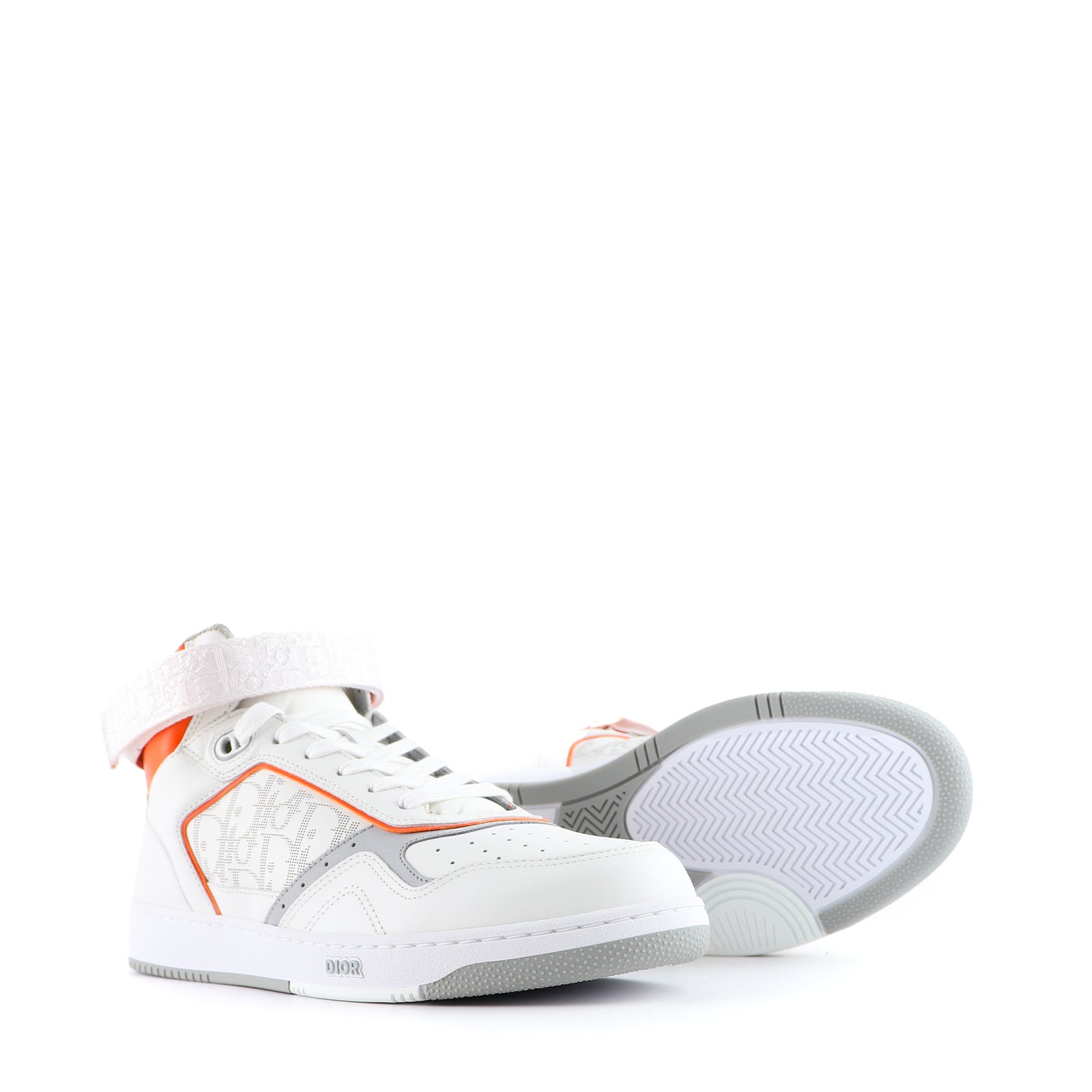 DIOR - B27 High sneakers in white and orange leather (T44)