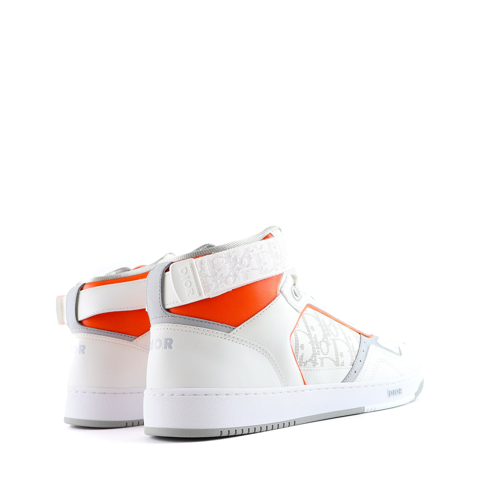 DIOR - B27 High sneakers in white and orange leather (T44)