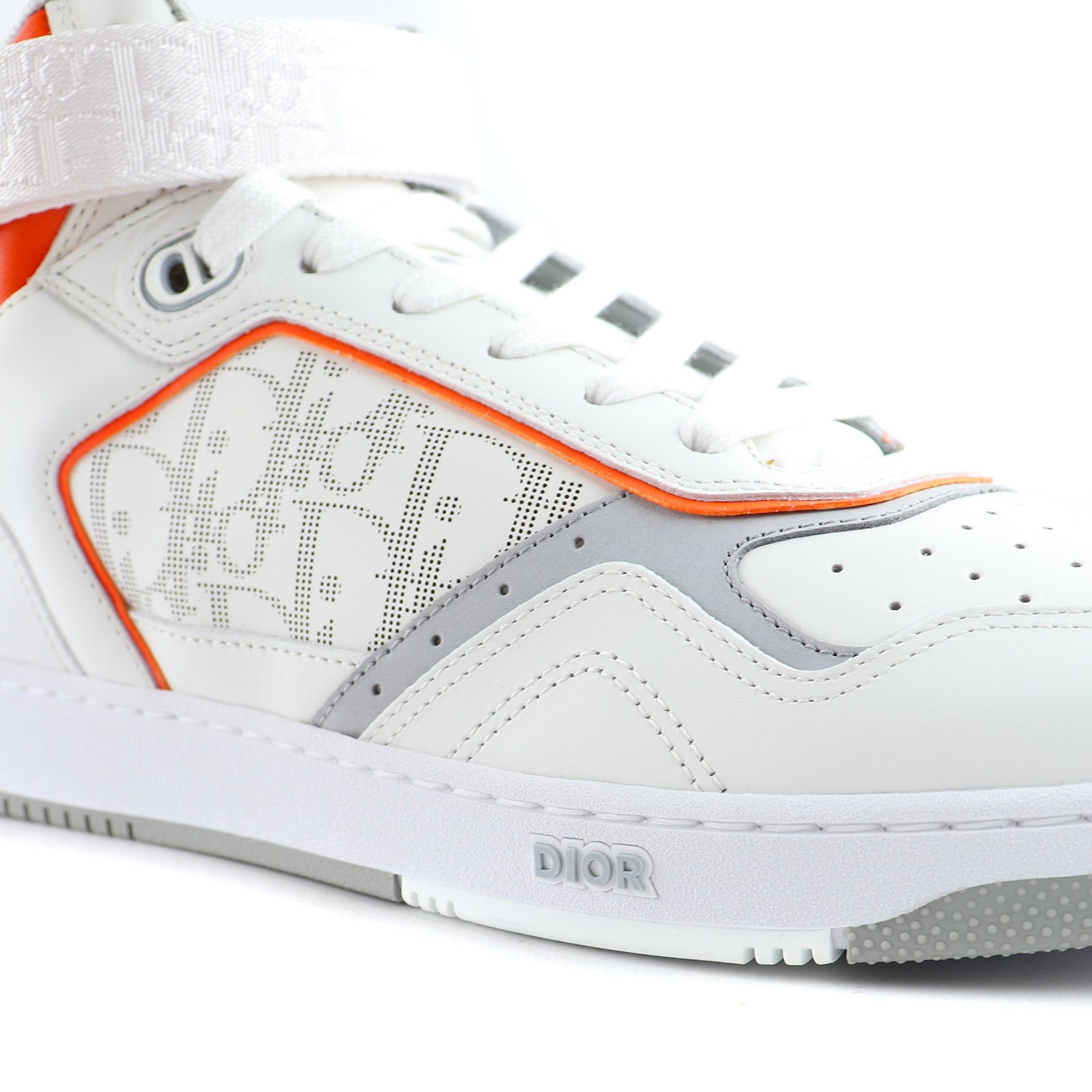 DIOR - Sneakers B27 High en cuir blanc et orange (T44)