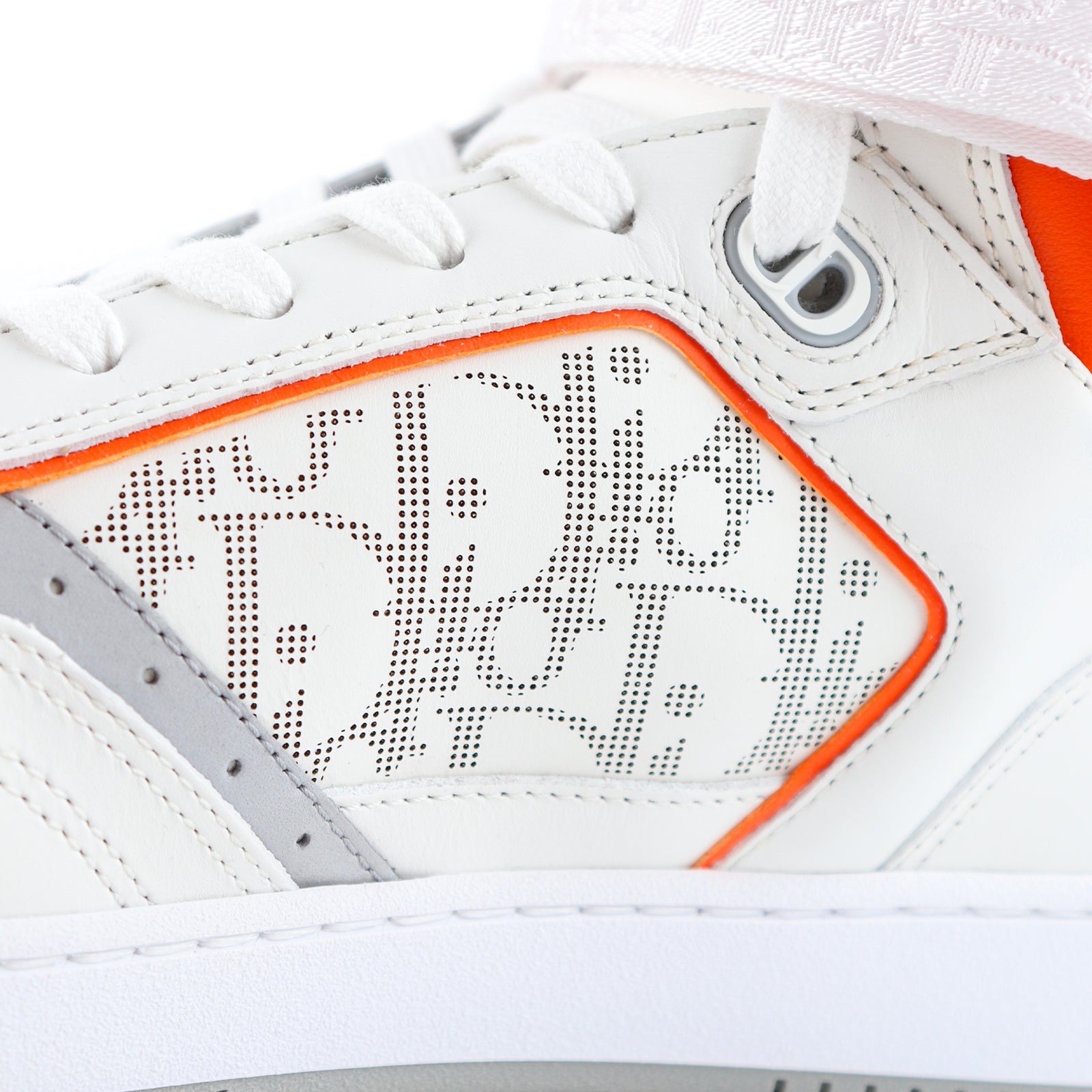 DIOR - B27 High sneakers in white and orange leather (T44)