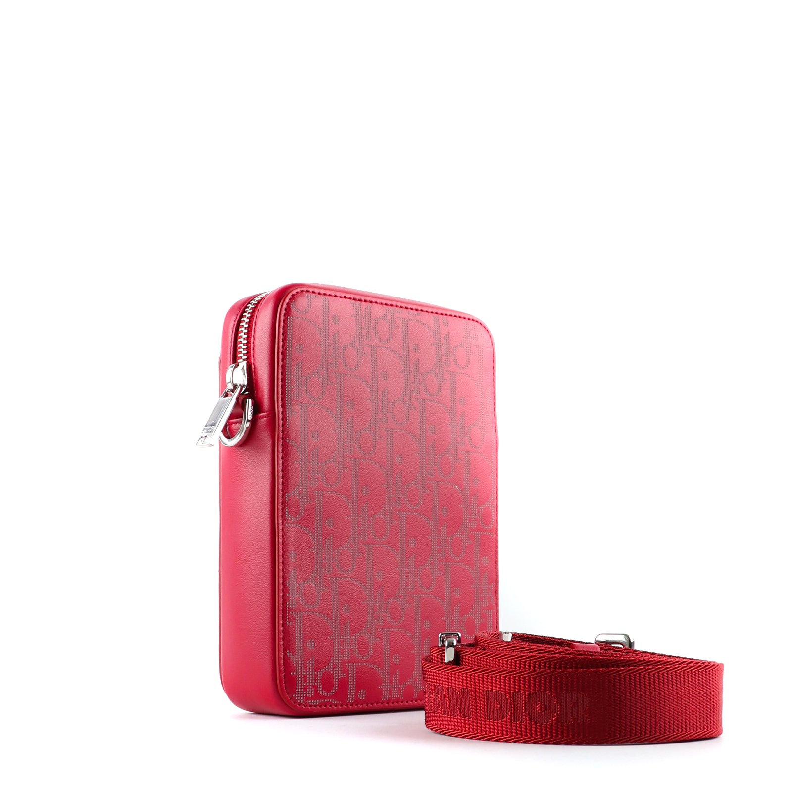 DIOR - Sac à bandoulière Messenger Dior Oblique en cuir rouge