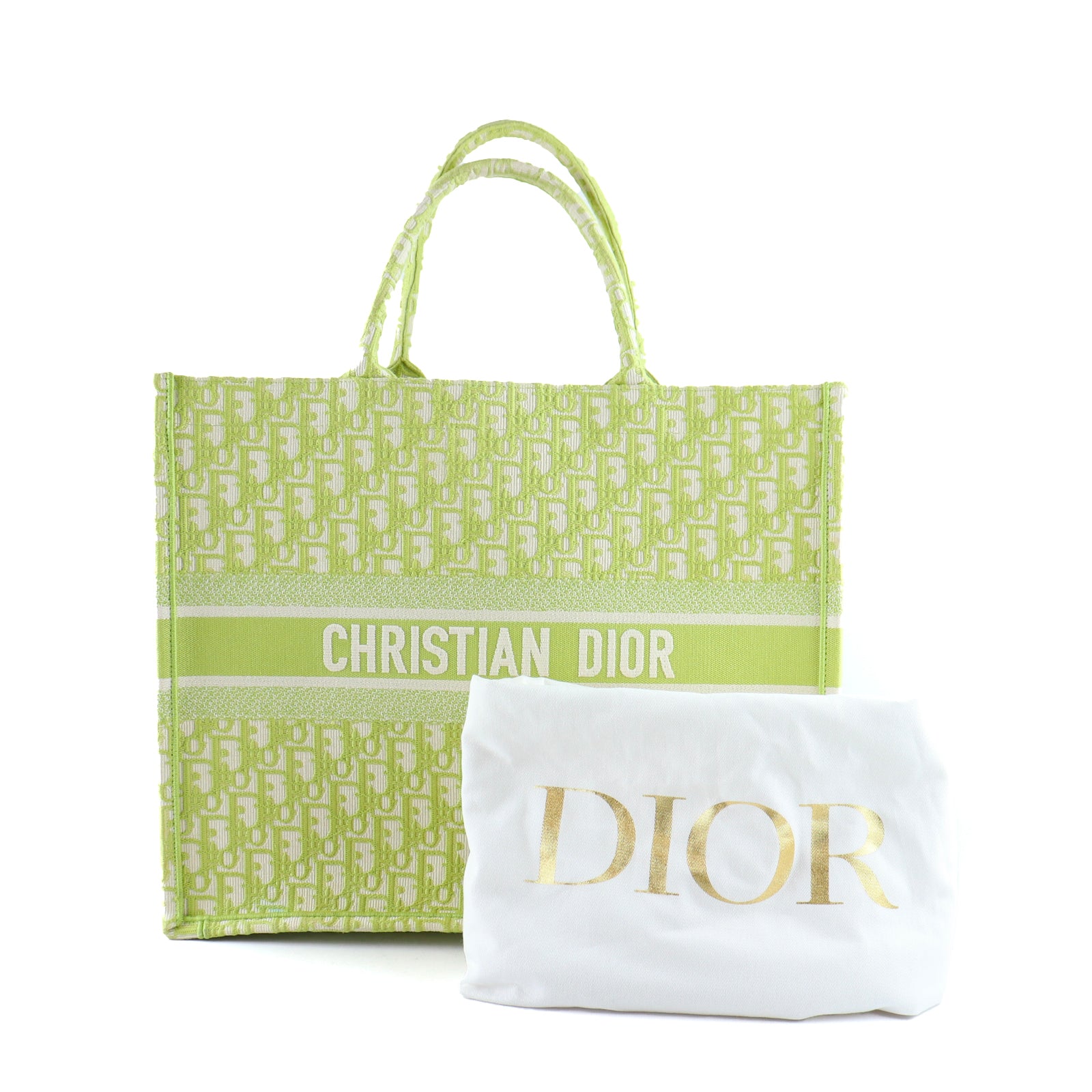 DIOR - Book Tote Large en toile Dior Oblique vert anis