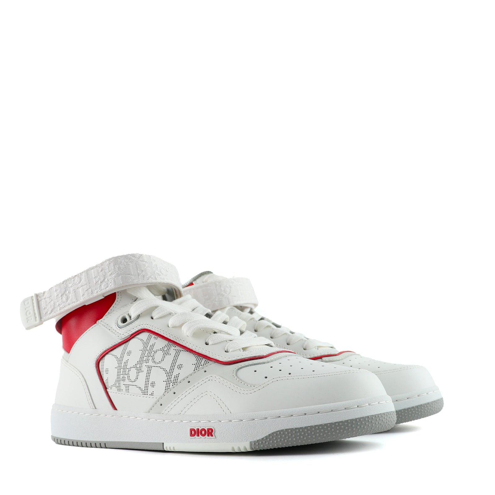 DIOR - Sneakers B27 High en cuir blanc et rouge (T42)