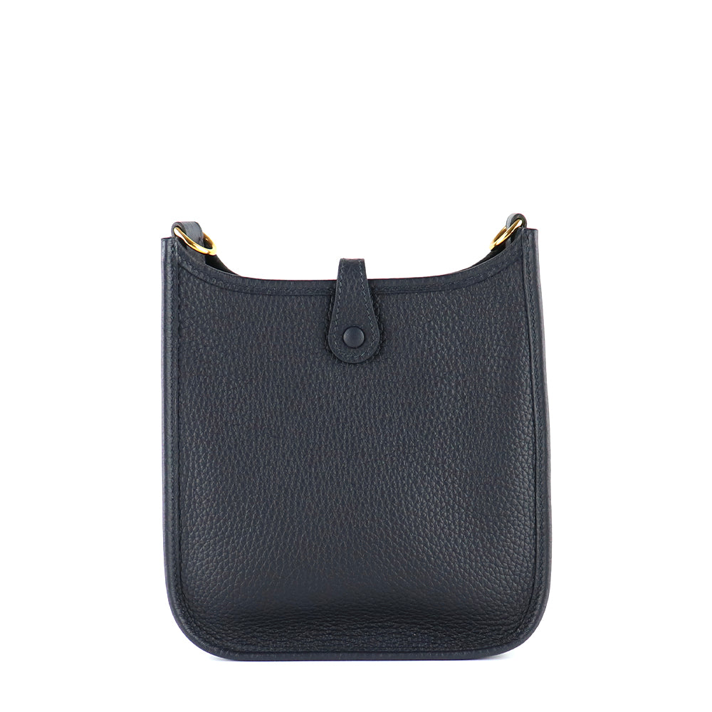 HERMÈS - Evelyne mini shoulder bag in midnight blue Clémence leather