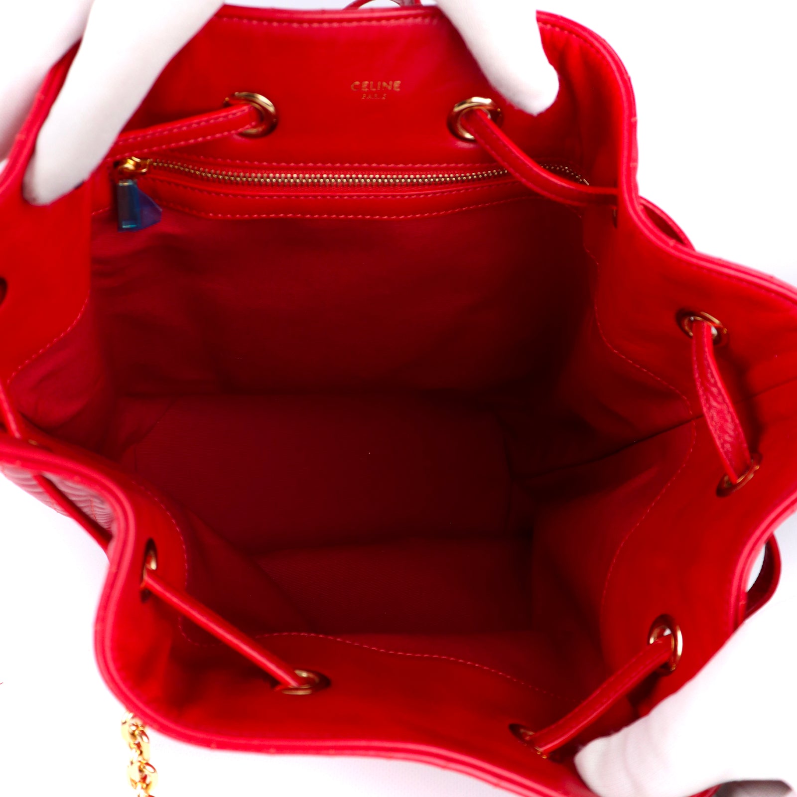 CELINE - C Charm backpack in red leather