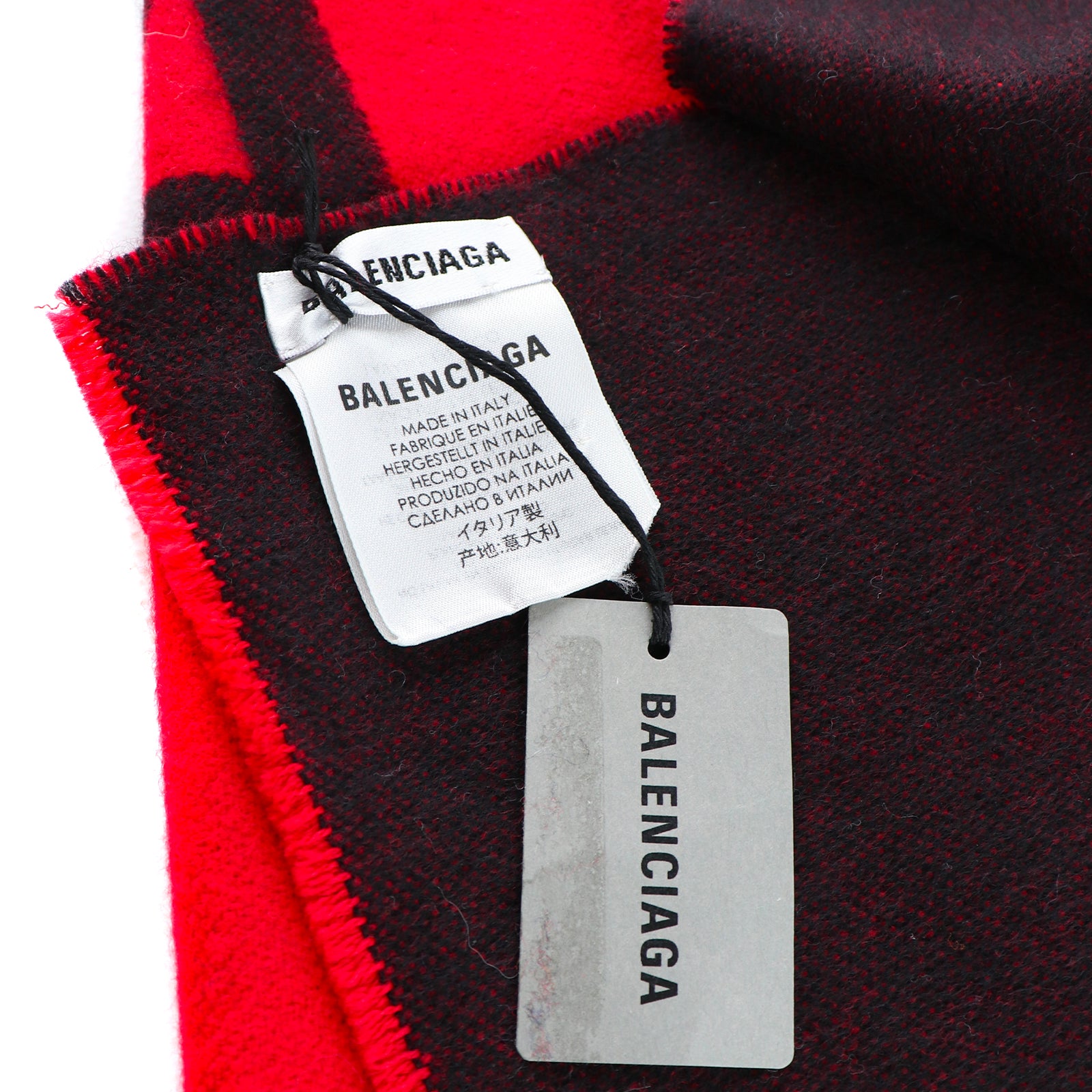 BALENCIAGA - Écharpe en laine rouge et noire