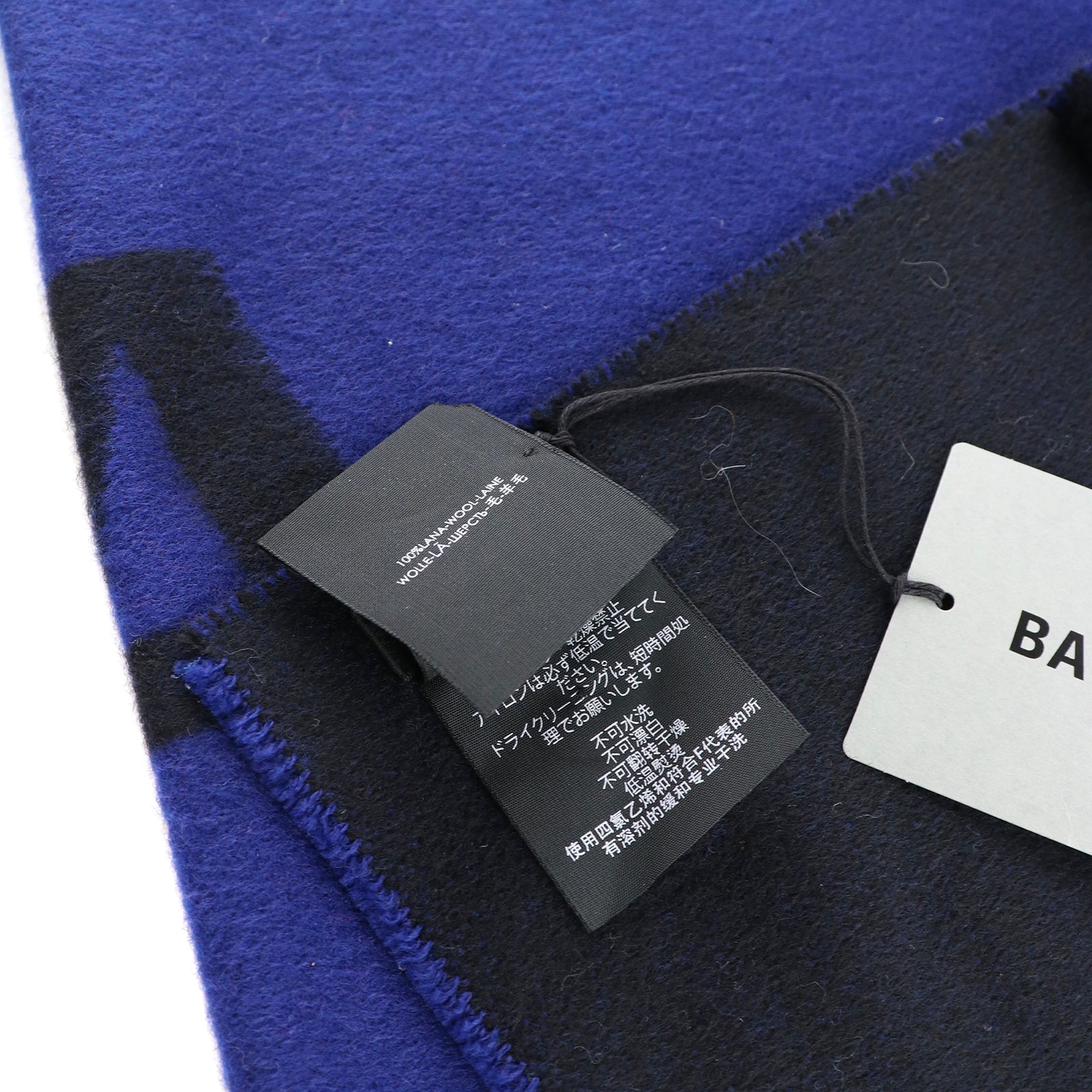 BALENCIAGA - Écharpe en laine bleu marine et noire
