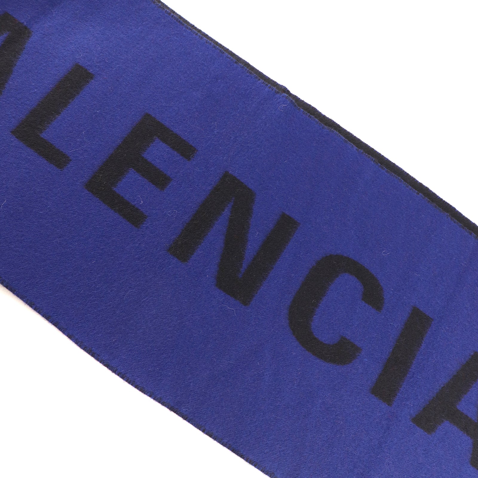 BALENCIAGA - Écharpe en laine bleu marine et noire