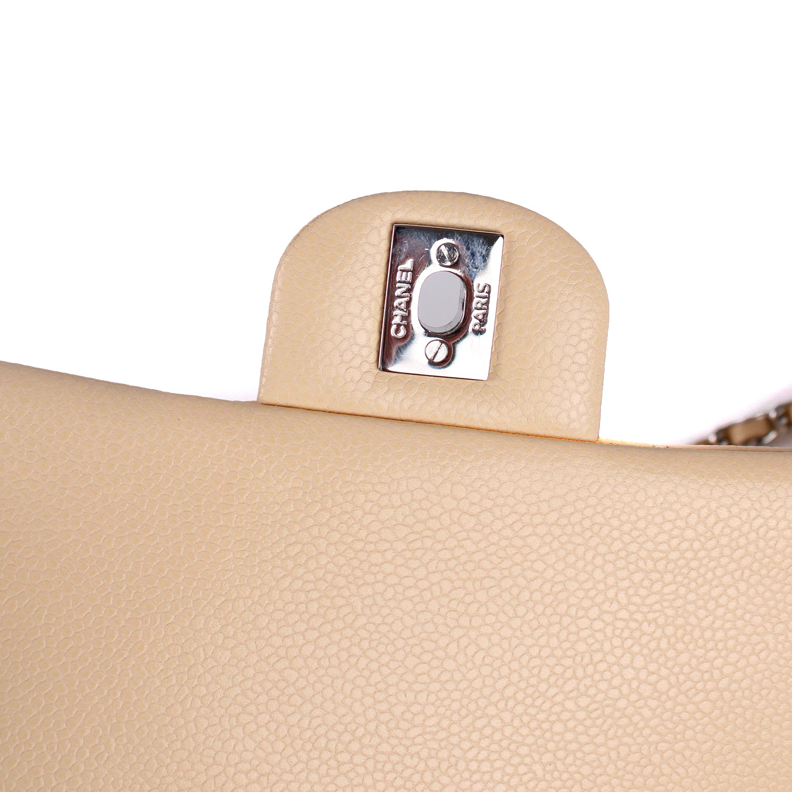 CHANEL - Sac Timeless en cuir grainé beige