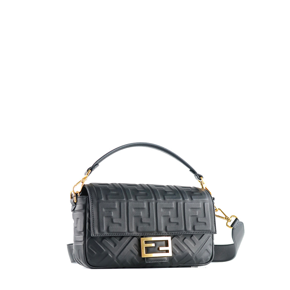 FENDI - Sac à bandoulière Baguette en cuir lisse noir
